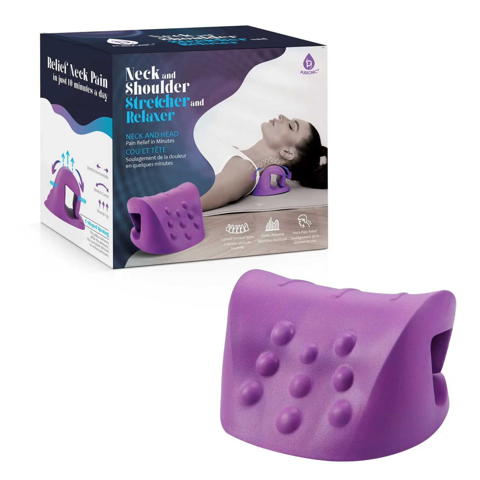 Pursonic Neck & Shoulder Stretcher & Relaxer- Purple