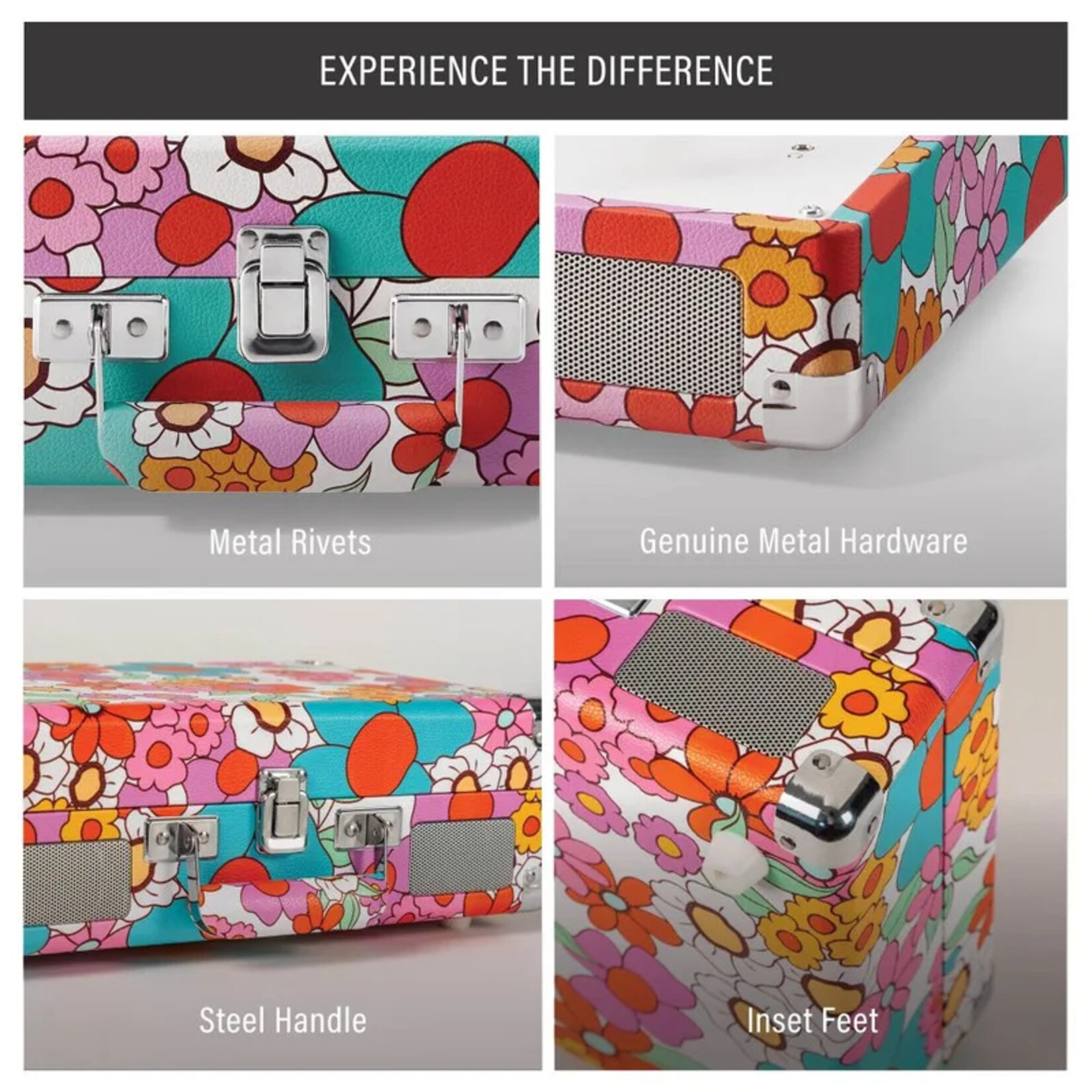 Deer Park Cruiser Plus Portable Turntable with Bluetooth In/Out- Groovy Floral