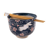 Urban Tokyo 18oz Donburi Bowl with Chopsticks Set Cherry Blossoms