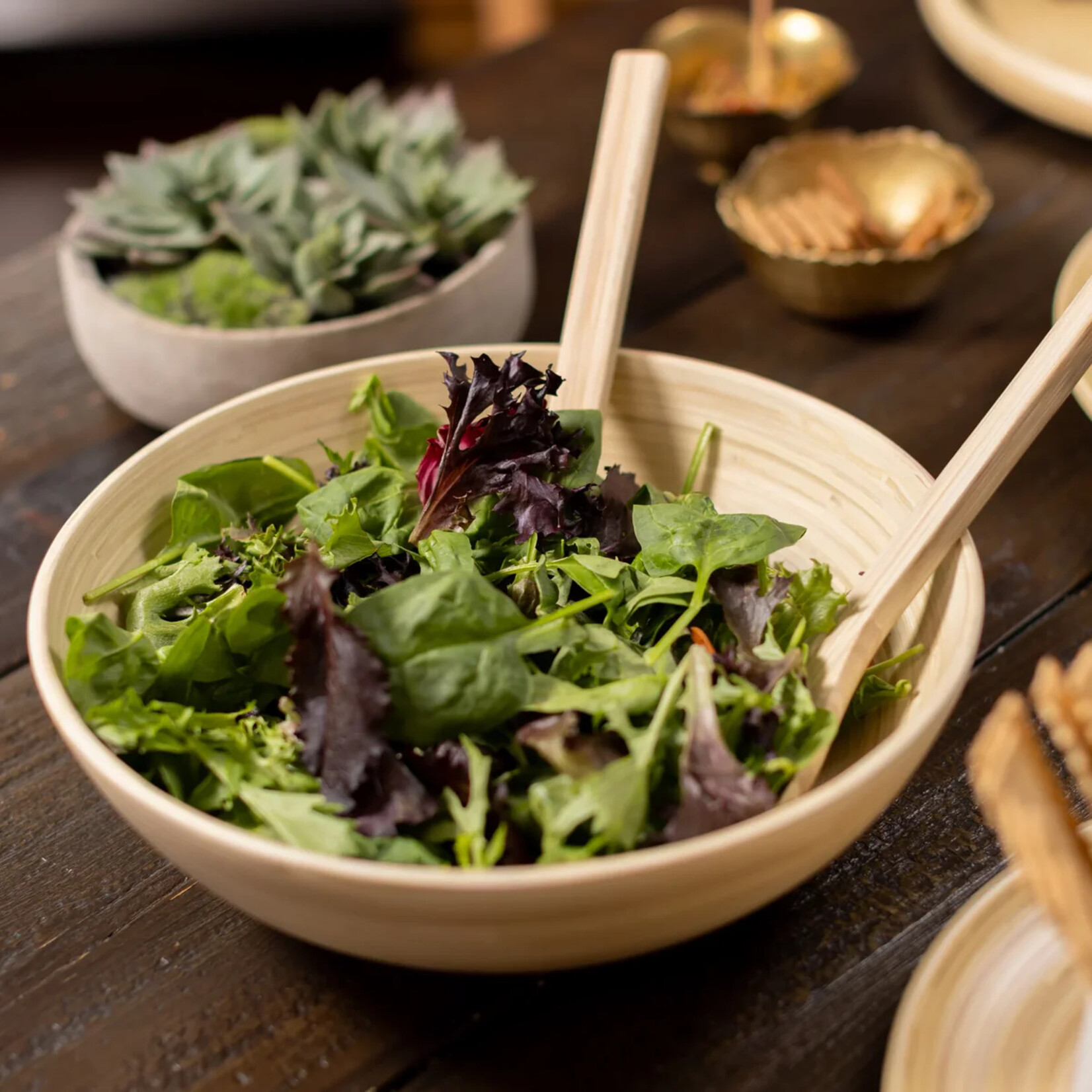 KitchenSupply Bamboo Salad Bowl 12'' - Natural