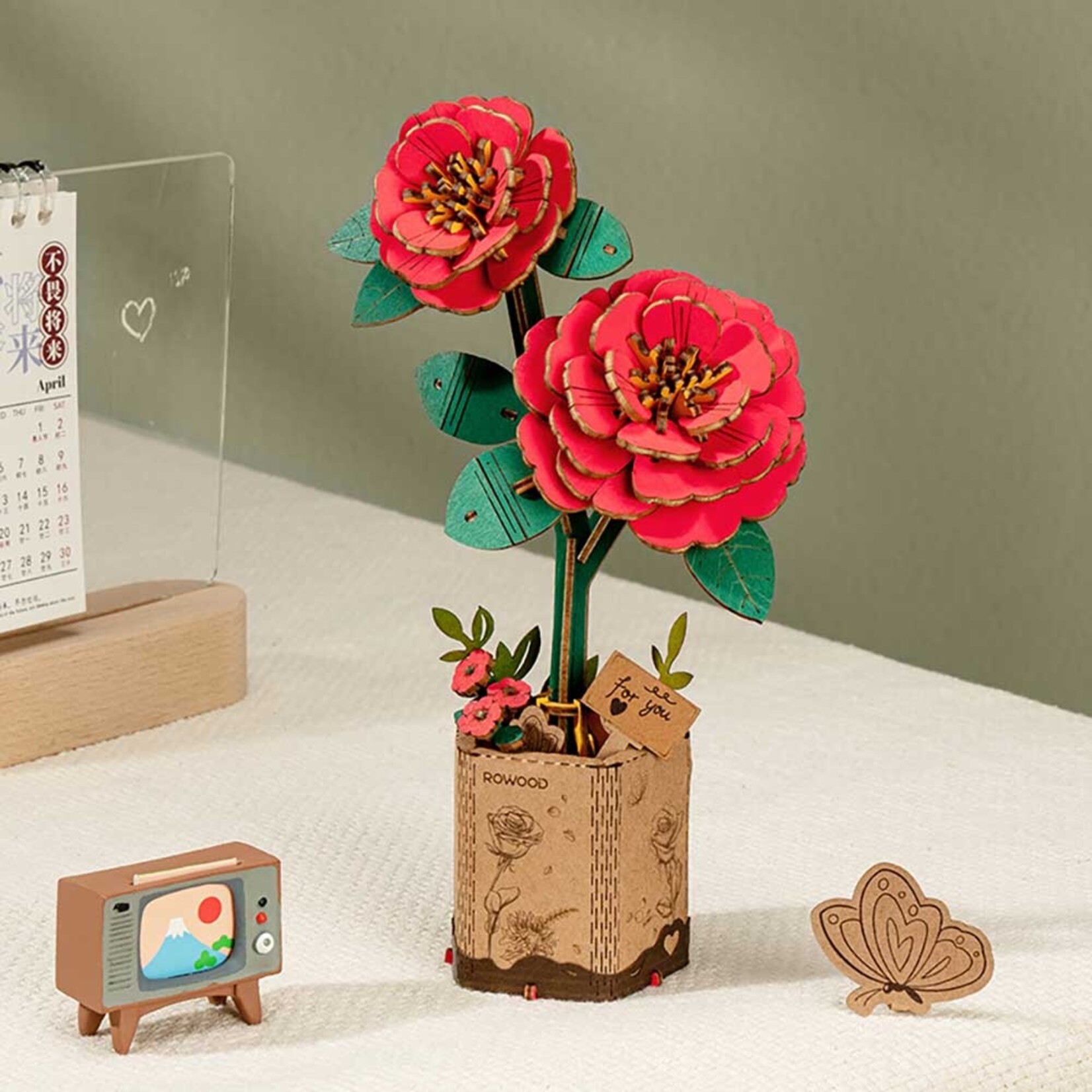 Rolife Rolife 3D Wooden Puzzle - Red Camelia