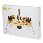 TRUE Brands 15" Bamboo Wine Picnic Table w/ Foldable Legs