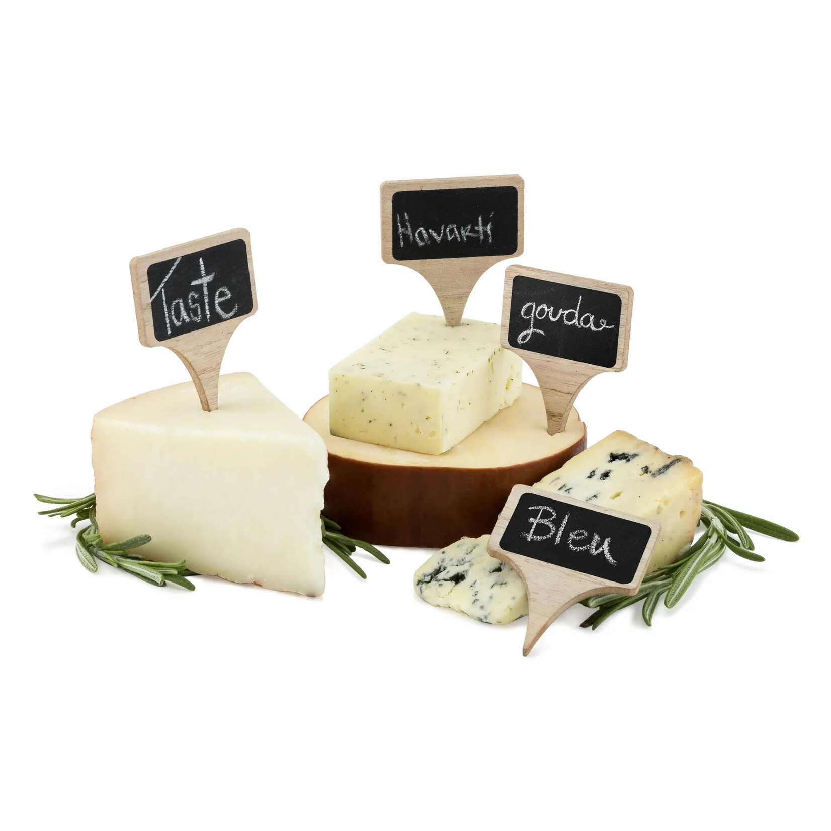 TRUE Brands SET OF 4 Inscribe Wooden Cheese Markers w/Chalk