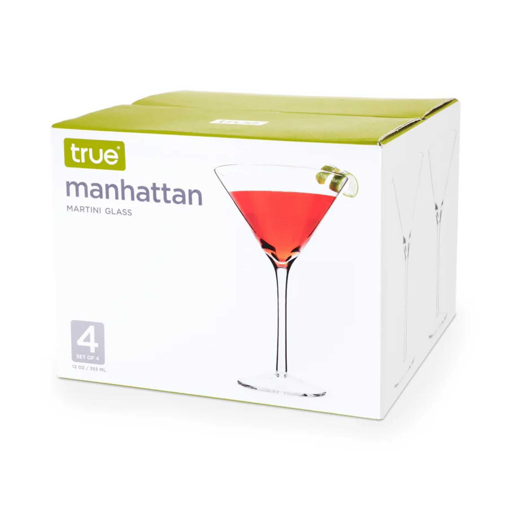 TRUE Brands SET OF 4 Stemmed Manhattan Martini Glasses