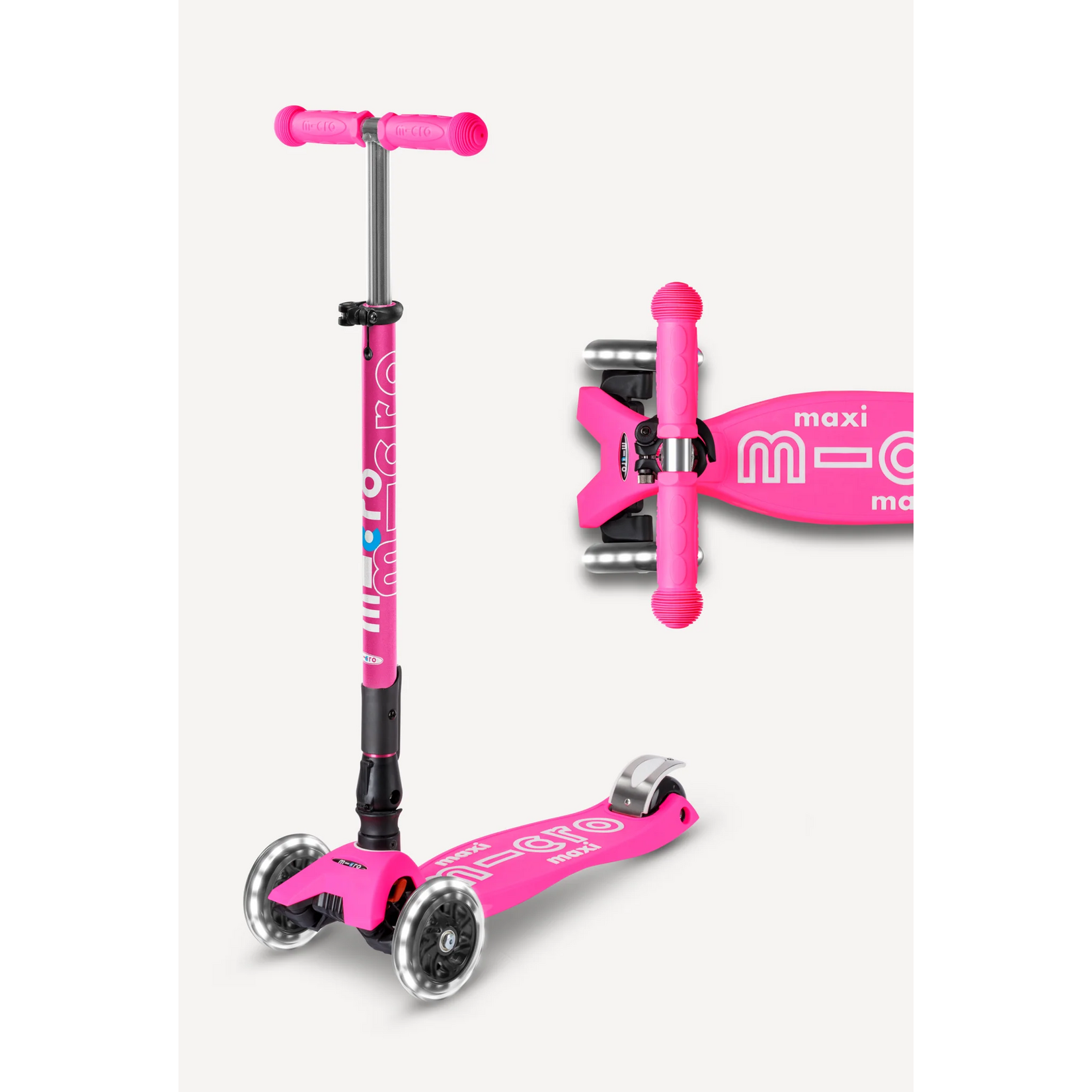 Micro Kickboard Micro Maxi Deluxe Foldable LED Scooter- Ultra Pink