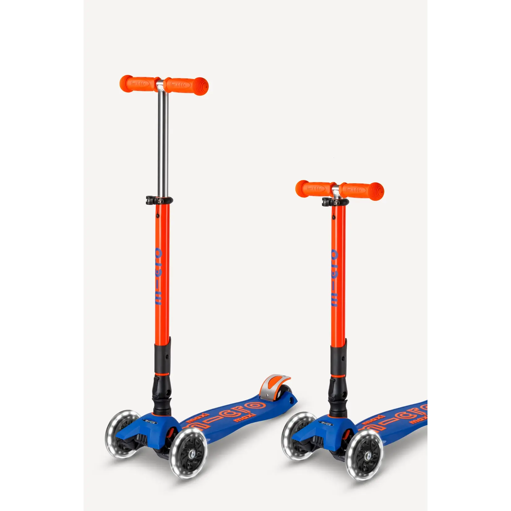 Micro Kickboard Micro Maxi Deluxe Foldable LED Scooter- Neon Blaze Orange