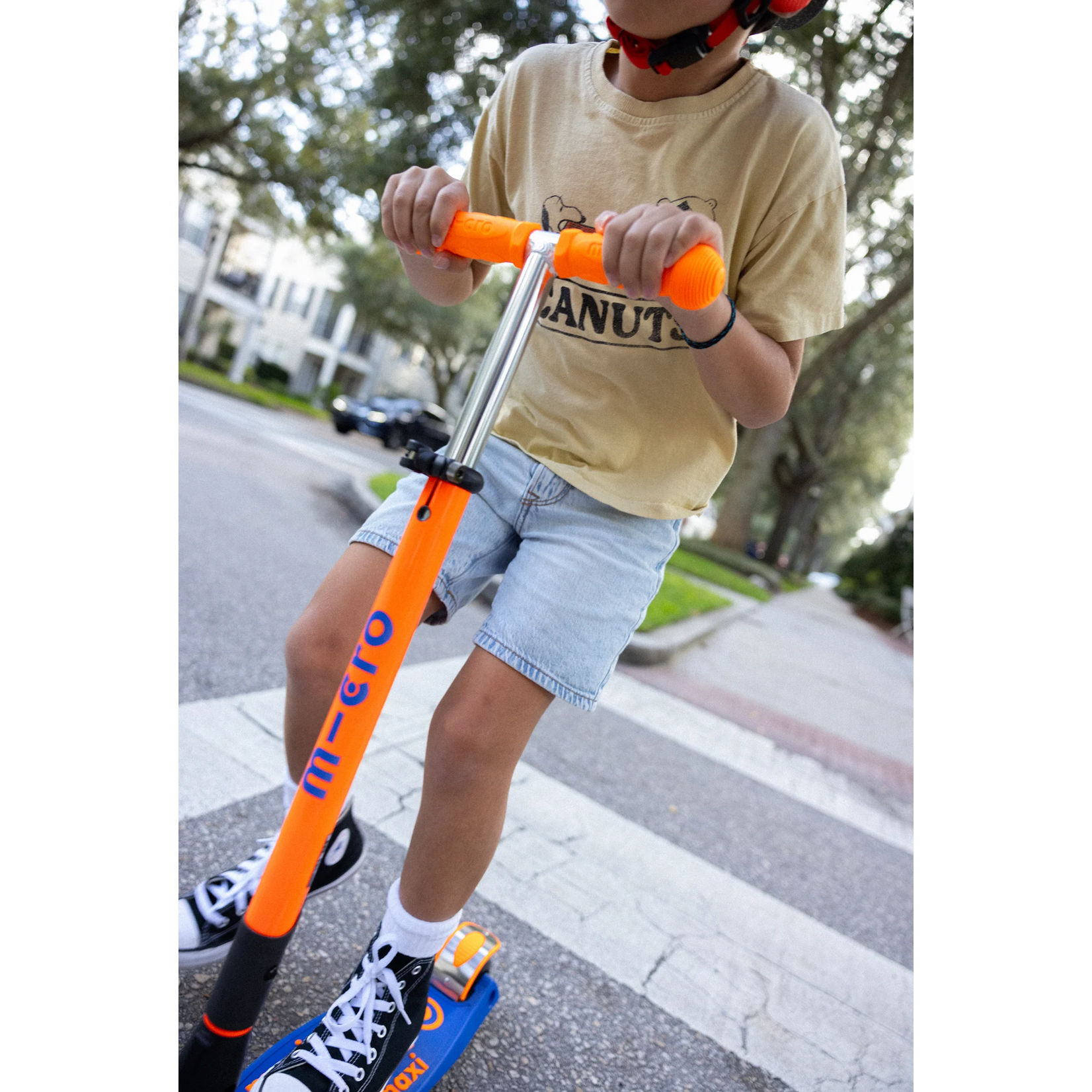 Micro Kickboard Micro Maxi Deluxe Foldable LED Scooter- Neon Blaze Orange