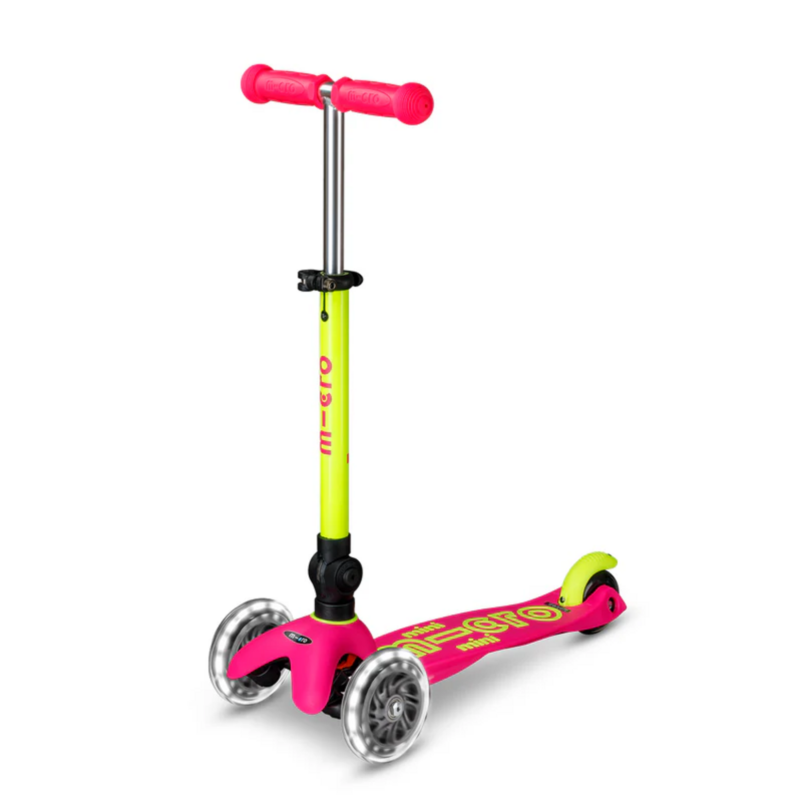 Micro Kickboard Micro Mini Deluxe Foldable LED Scooter- Neon Flamingo Yellow