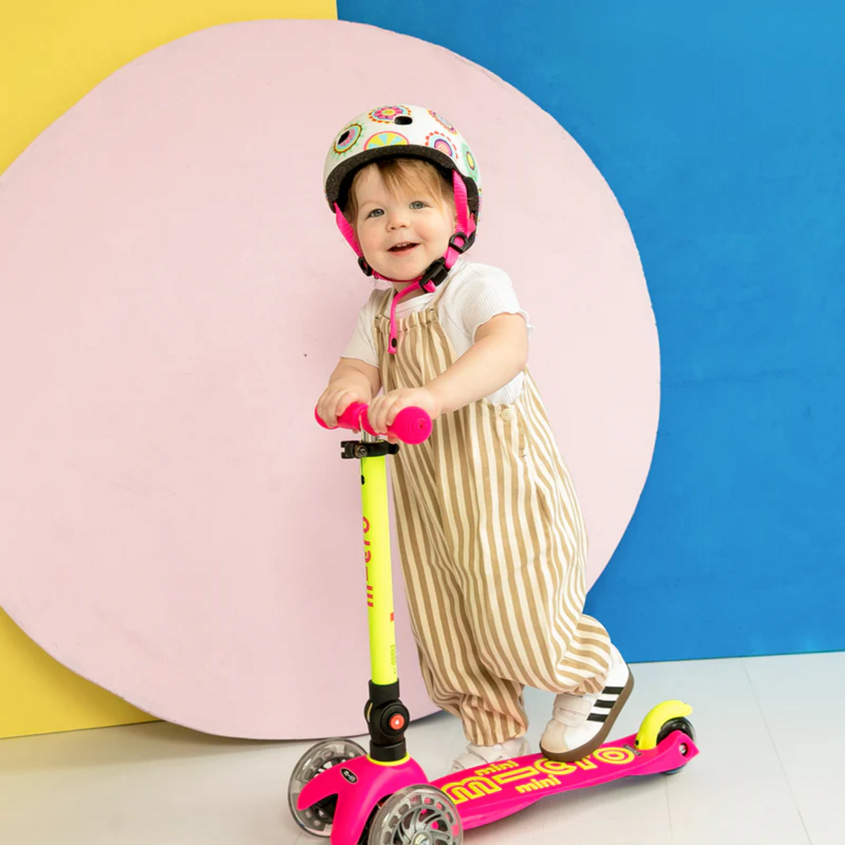 Micro Kickboard Micro Mini Deluxe Foldable LED Scooter- Neon Flamingo Yellow