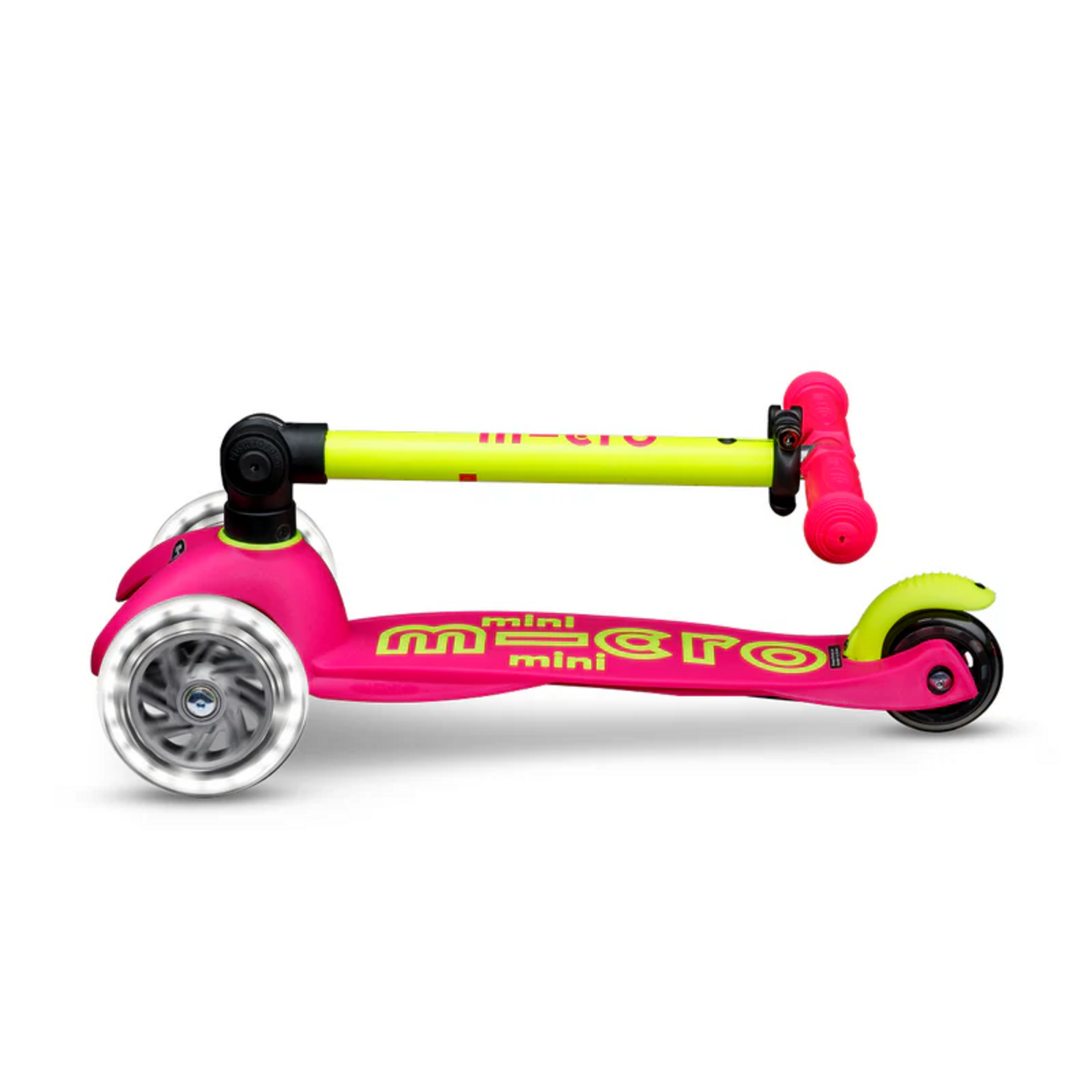 Micro Kickboard Micro Mini Deluxe Foldable LED Scooter- Neon Flamingo Yellow