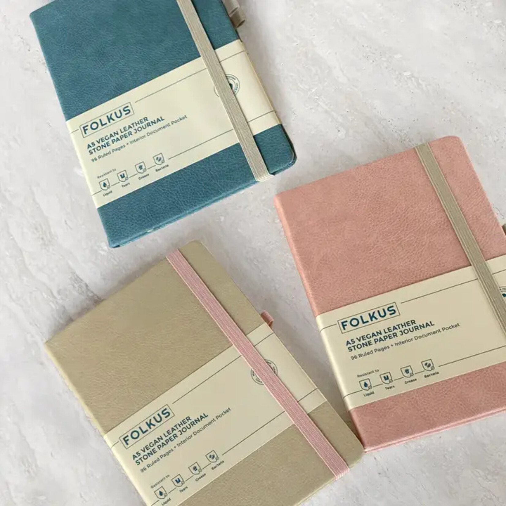 Eleanor A5 Stone Paper Veagn Leather Journal- Salmon
