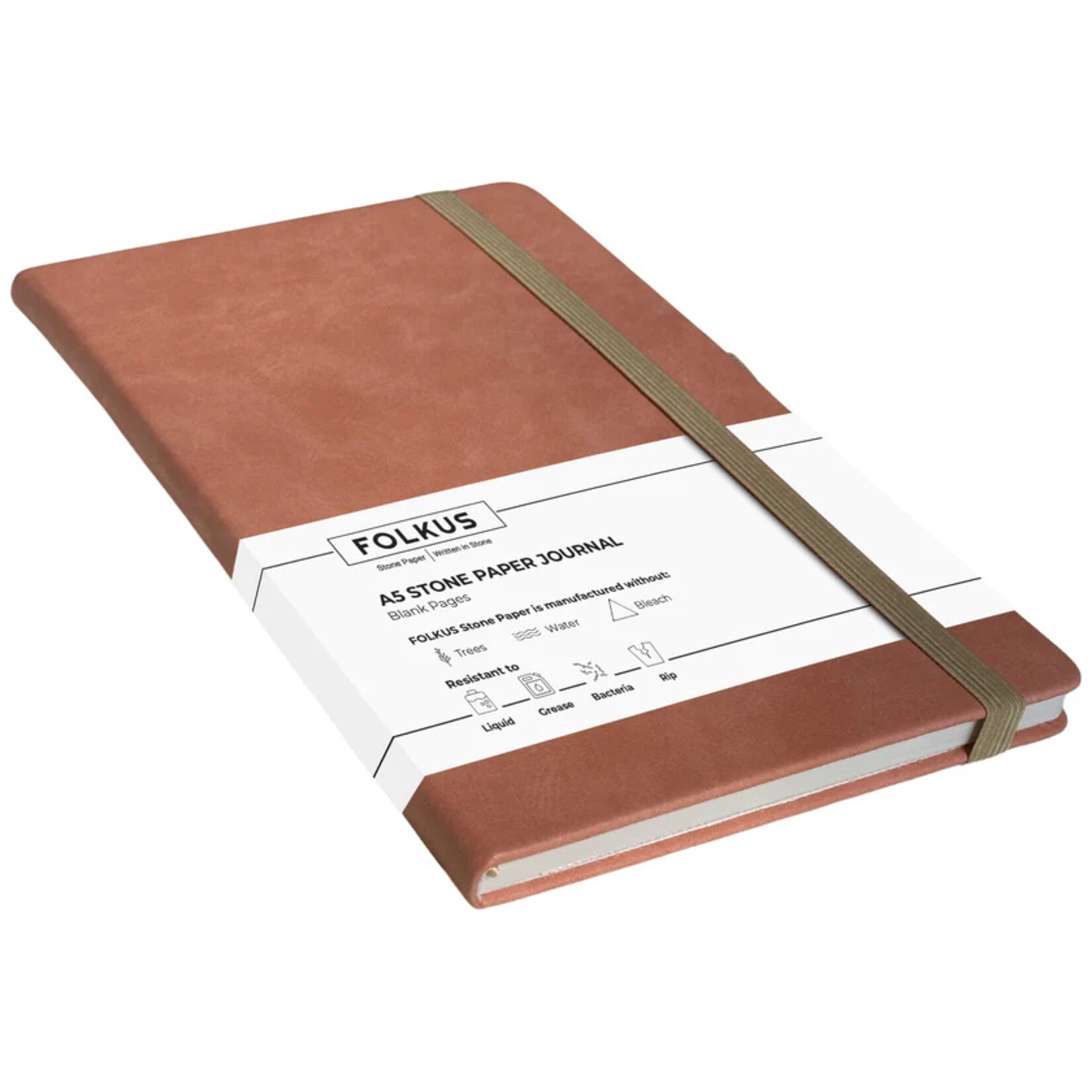 Eleanor A5 Stone Paper Veagn Leather Journal- Salmon