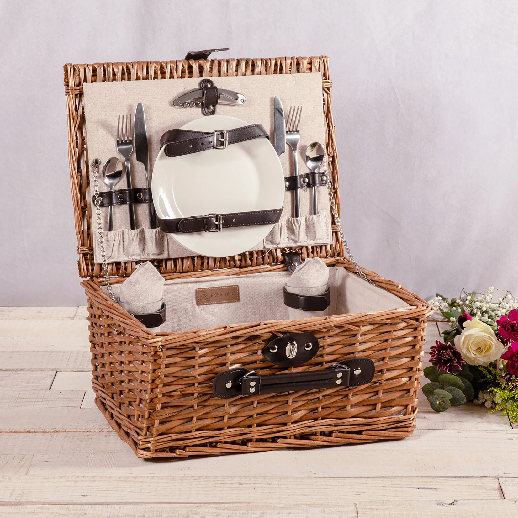 Picnic Time Classic Picnic Basket - Beige Canvas