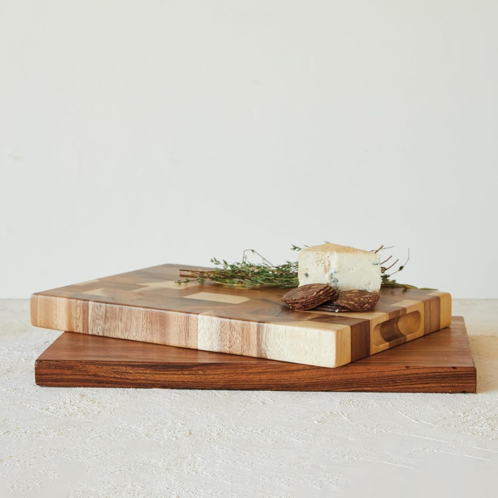 Creative Co-Op End Grain Cheese Cutting Board w/ Handles
