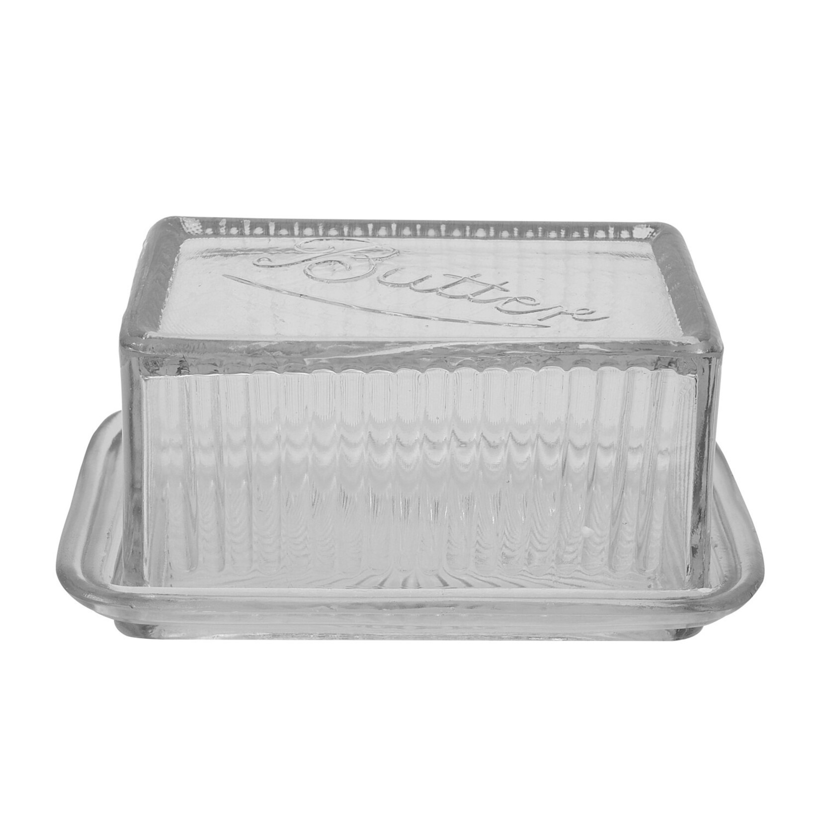 Creative Co-Op Pressed Glass Butter Dish