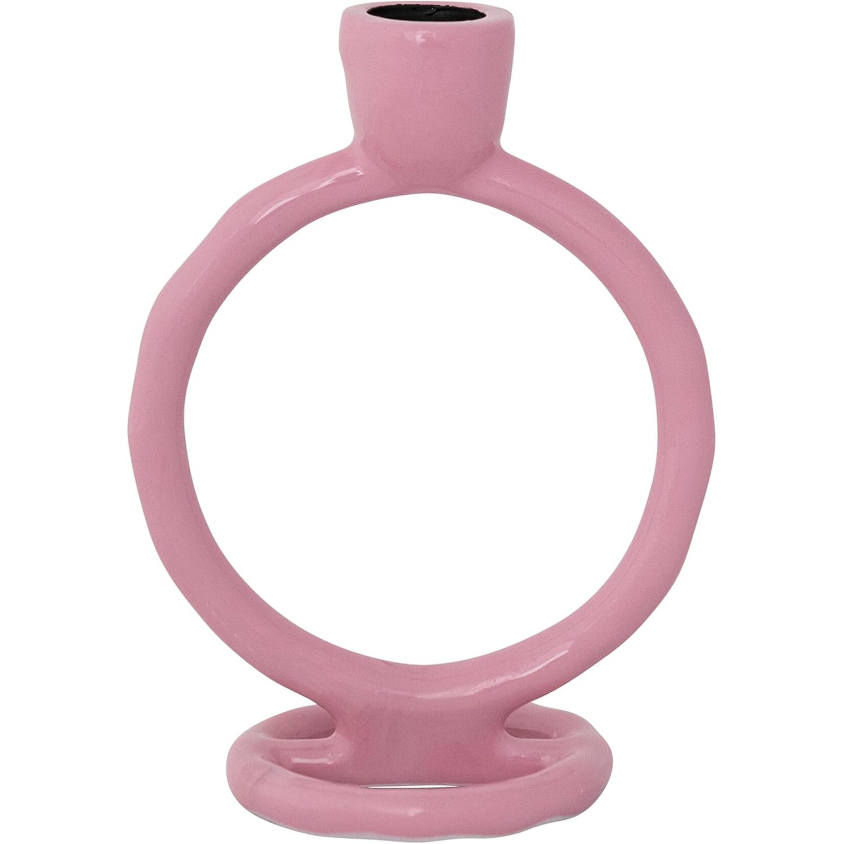 Creative Co-Op Enameled Aluminum Circle Taper Holder - Pink