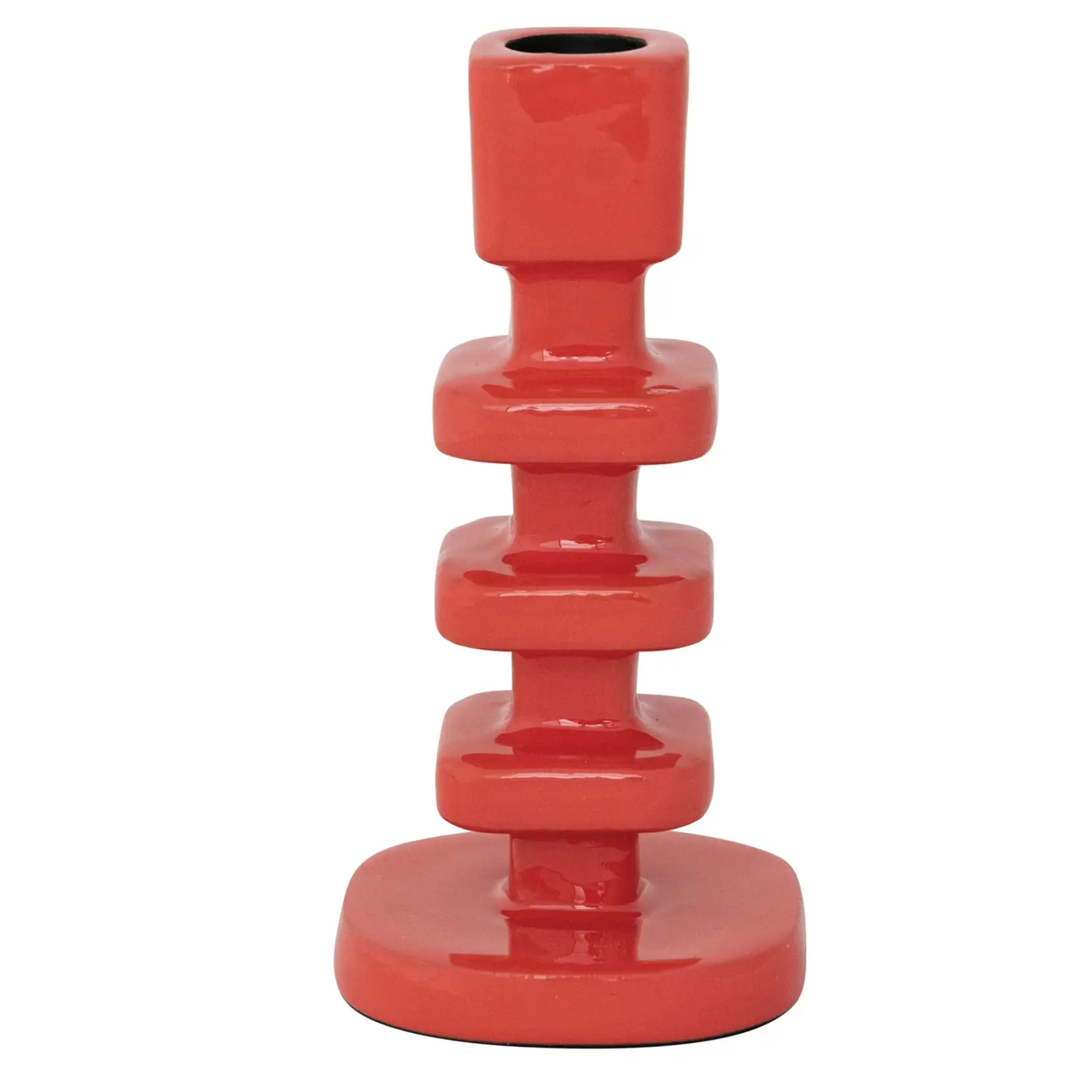 Creative Co-Op Enameled Aluminum Taper Holder - Coral