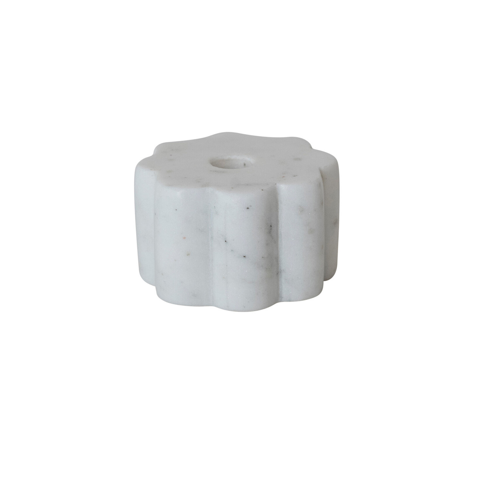 Creative Co-Op Marble Scalloped Taper Holder - White