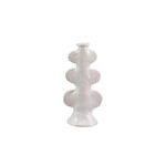 Stoneware Sculptural Taper Holder w/ Embossed Design - White