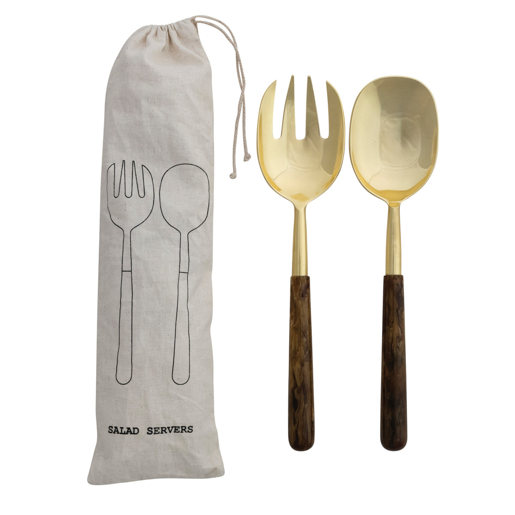 Creative Co-Op Stainless Steel Salad Servers with Resin Handles, Set of 2