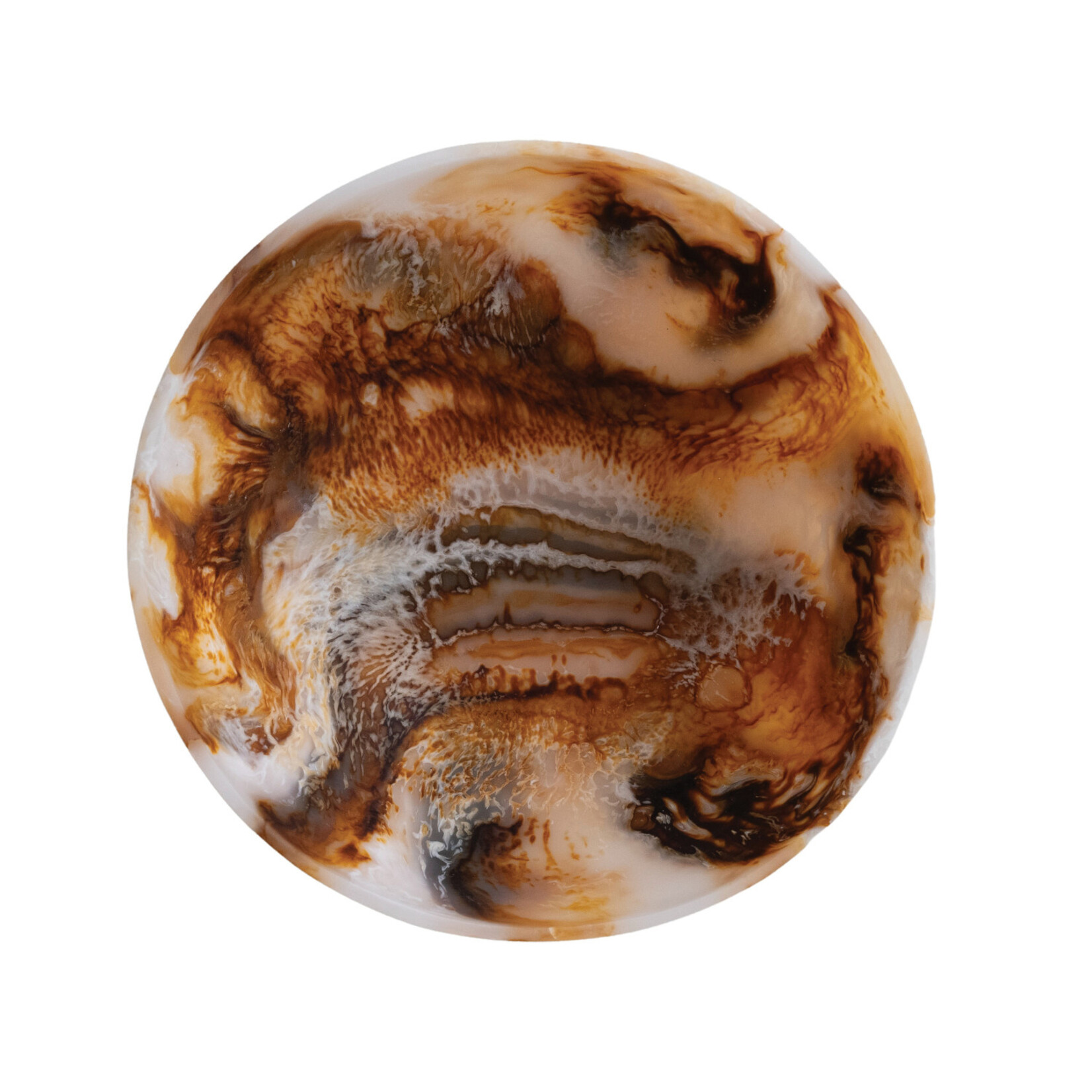 Creative Co-Op Marbled Resin Bowl - Brown & Cream