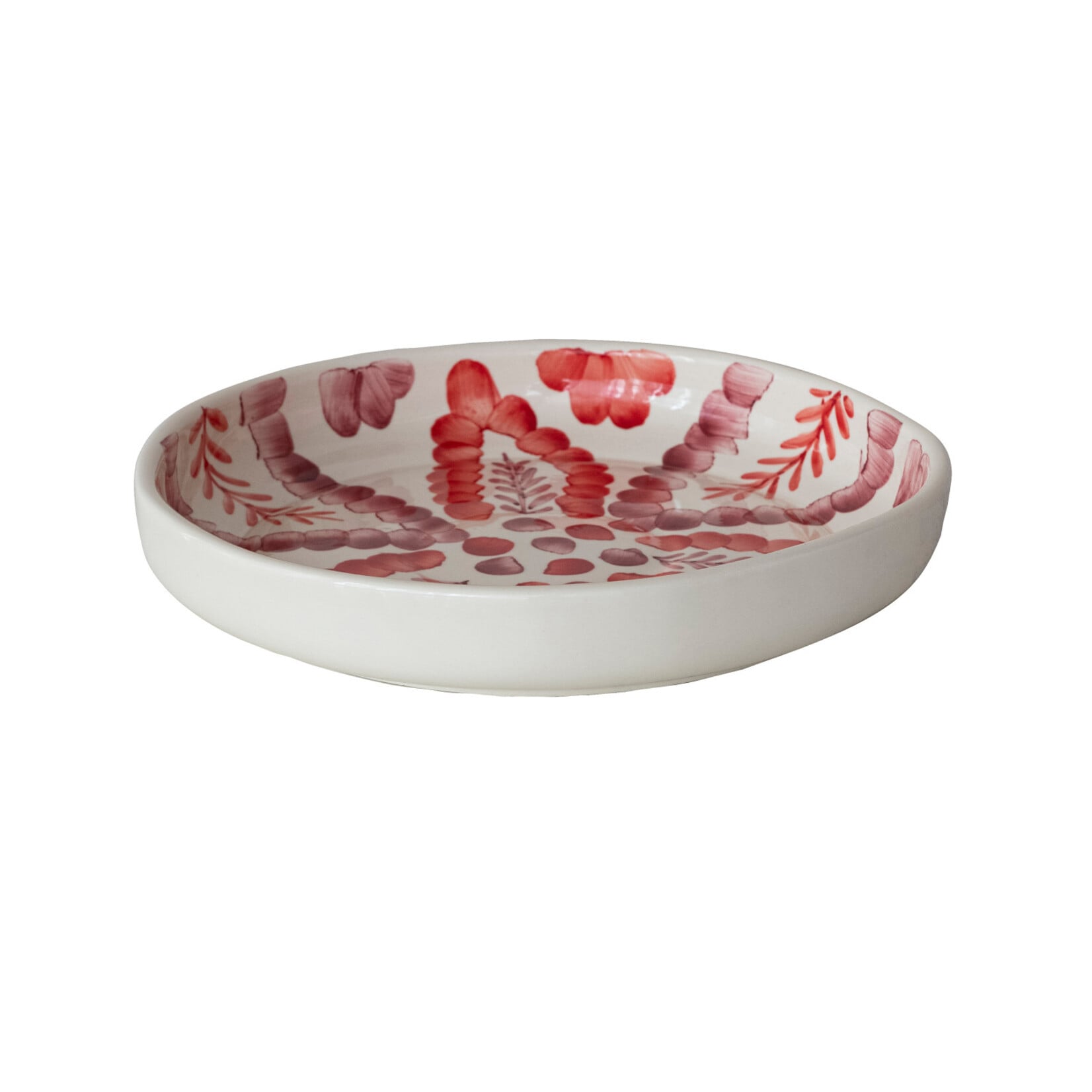 Creative Co-Op Hand-Painted Stoneware Serving Bowl w/ Botanical Design