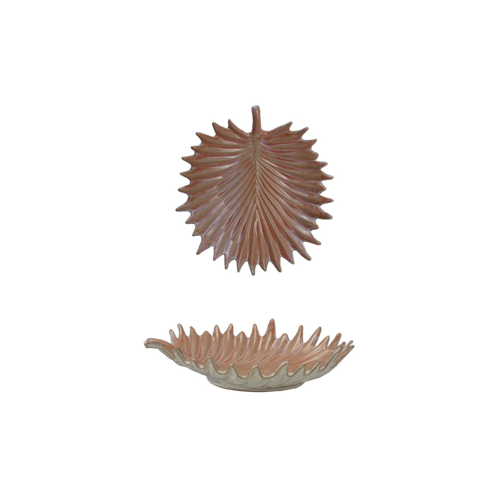 Creative Co-Op Stoneware Palm Frond Shaped Bowl