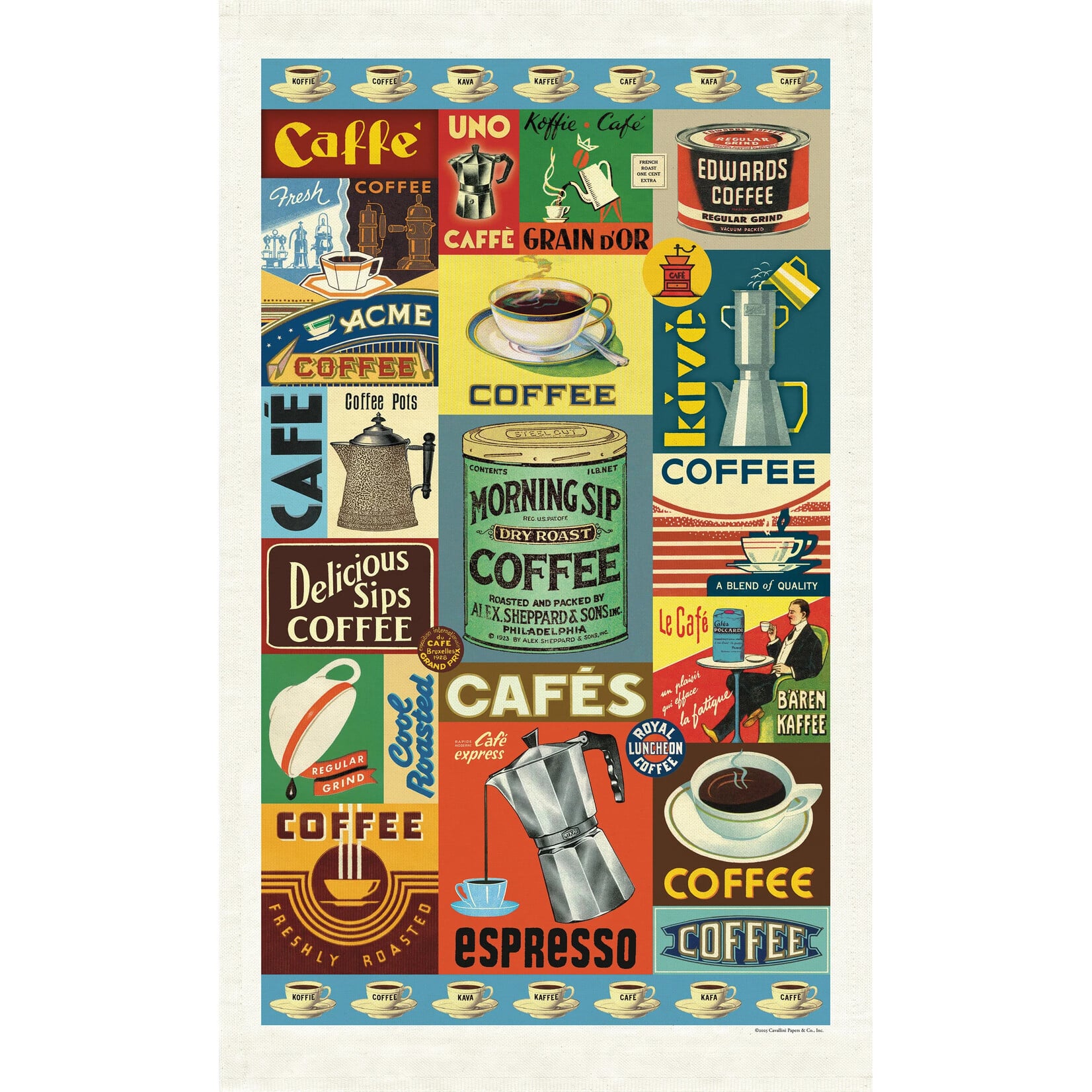 Cavallini Papers Coffee Tea Towel