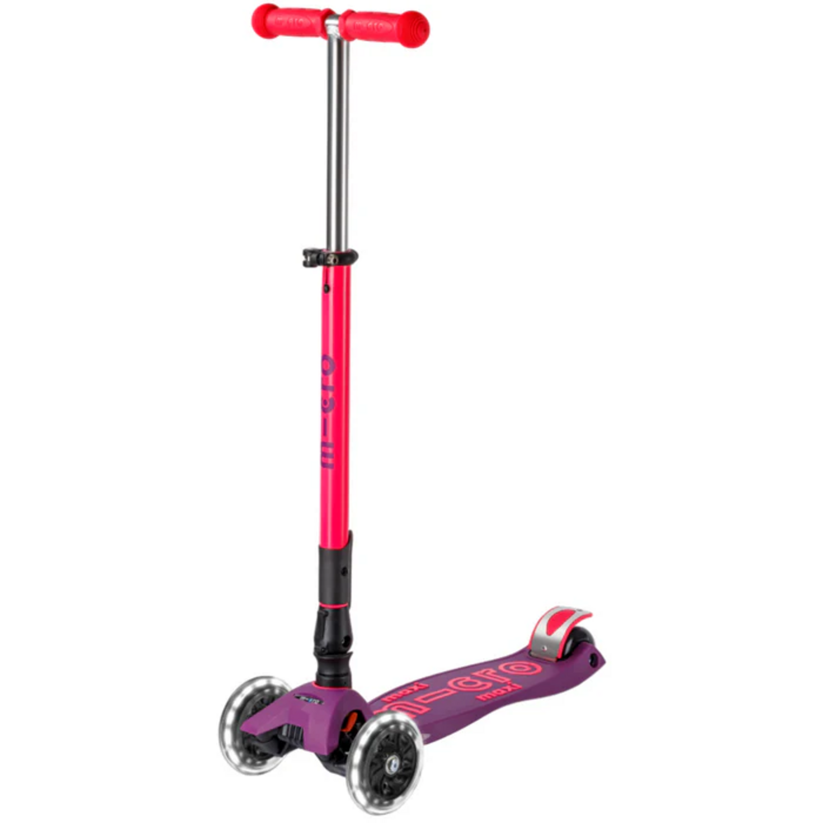 Micro Kickboard Micro Maxi Foldable LED Scooter- Neon Ultra Pink/Purple