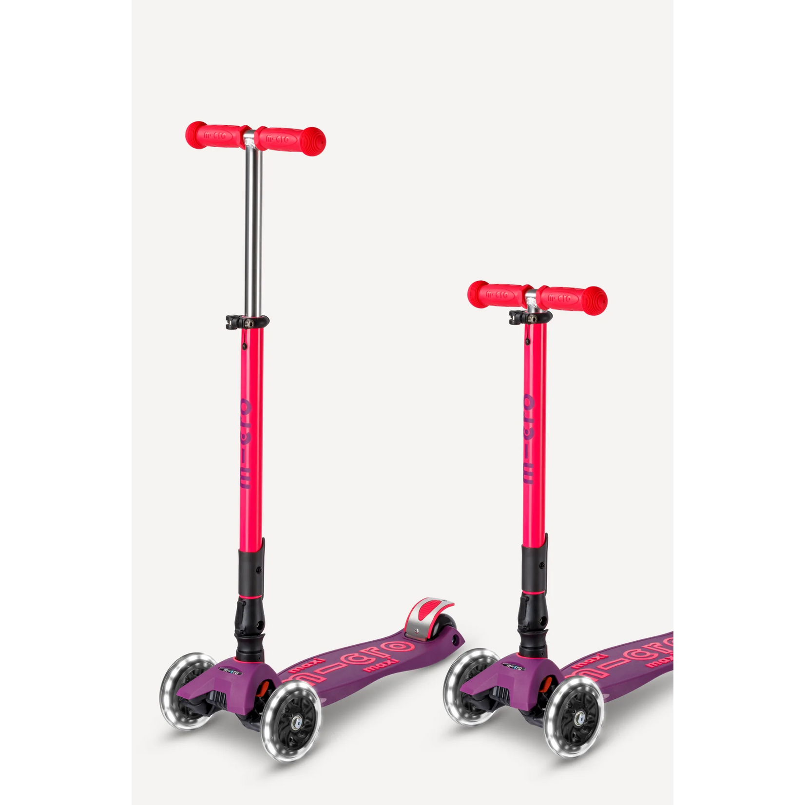 Micro Kickboard Micro Maxi Foldable LED Scooter- Neon Ultra Pink/Purple