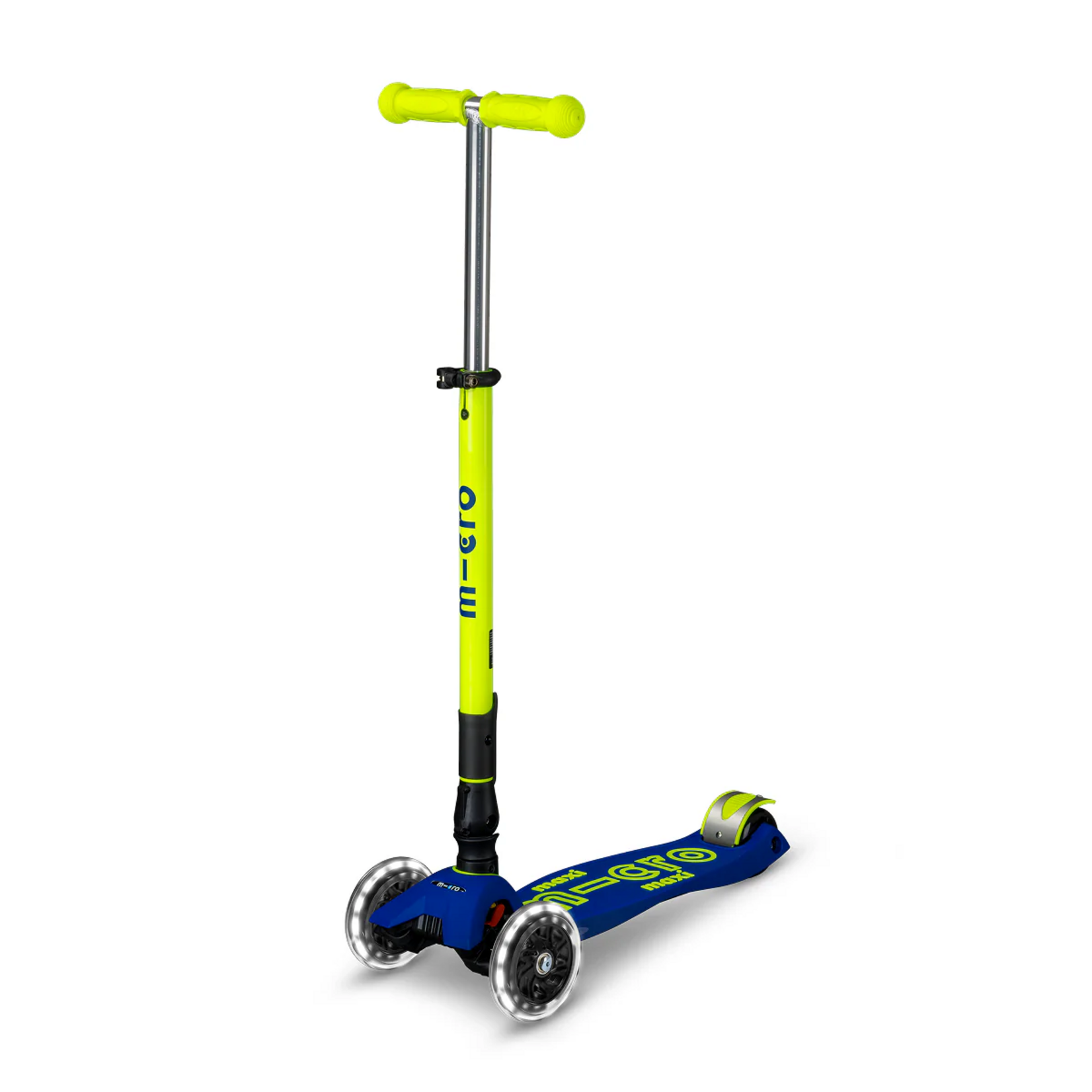 Micro Kickboard Micro Mini Foldable LED Scooter- Neon Canary Yellow/ Blue