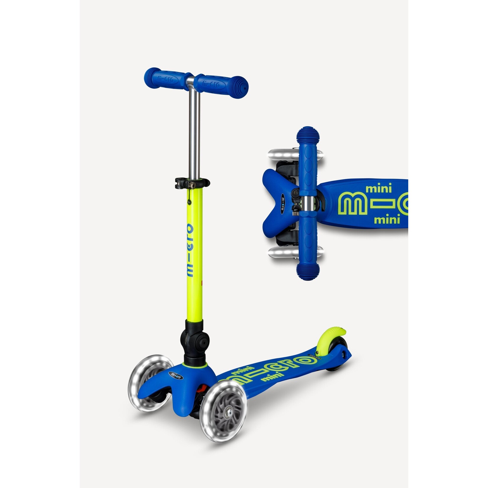 Micro Kickboard Micro Mini Foldable LED Scooter- Neon Canary Yellow/ Blue