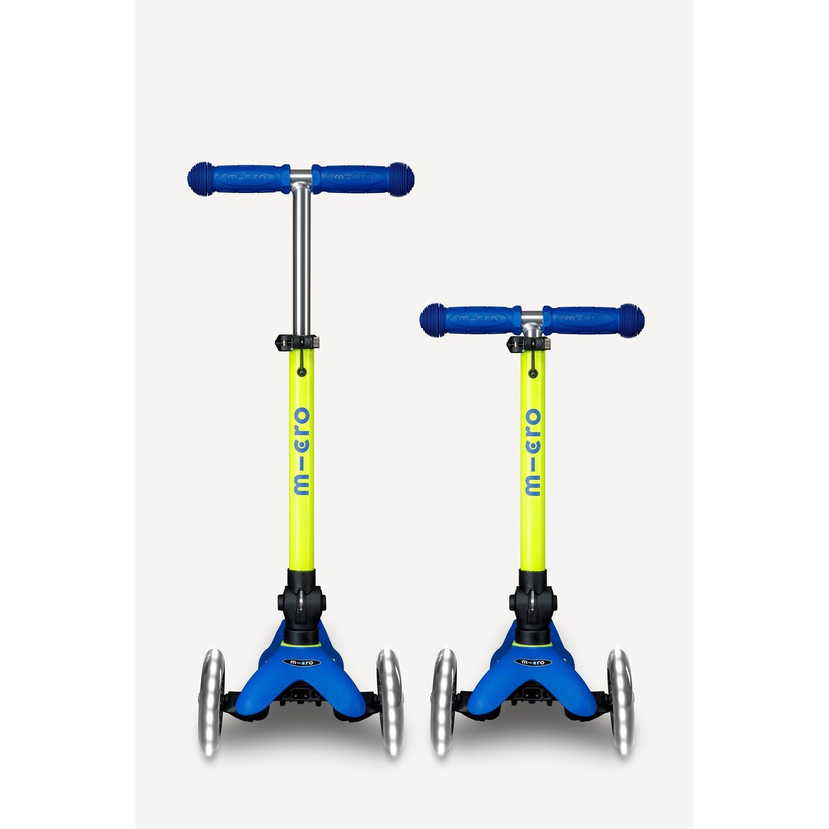 Micro Kickboard Micro Mini Foldable LED Scooter- Neon Canary Yellow/ Blue