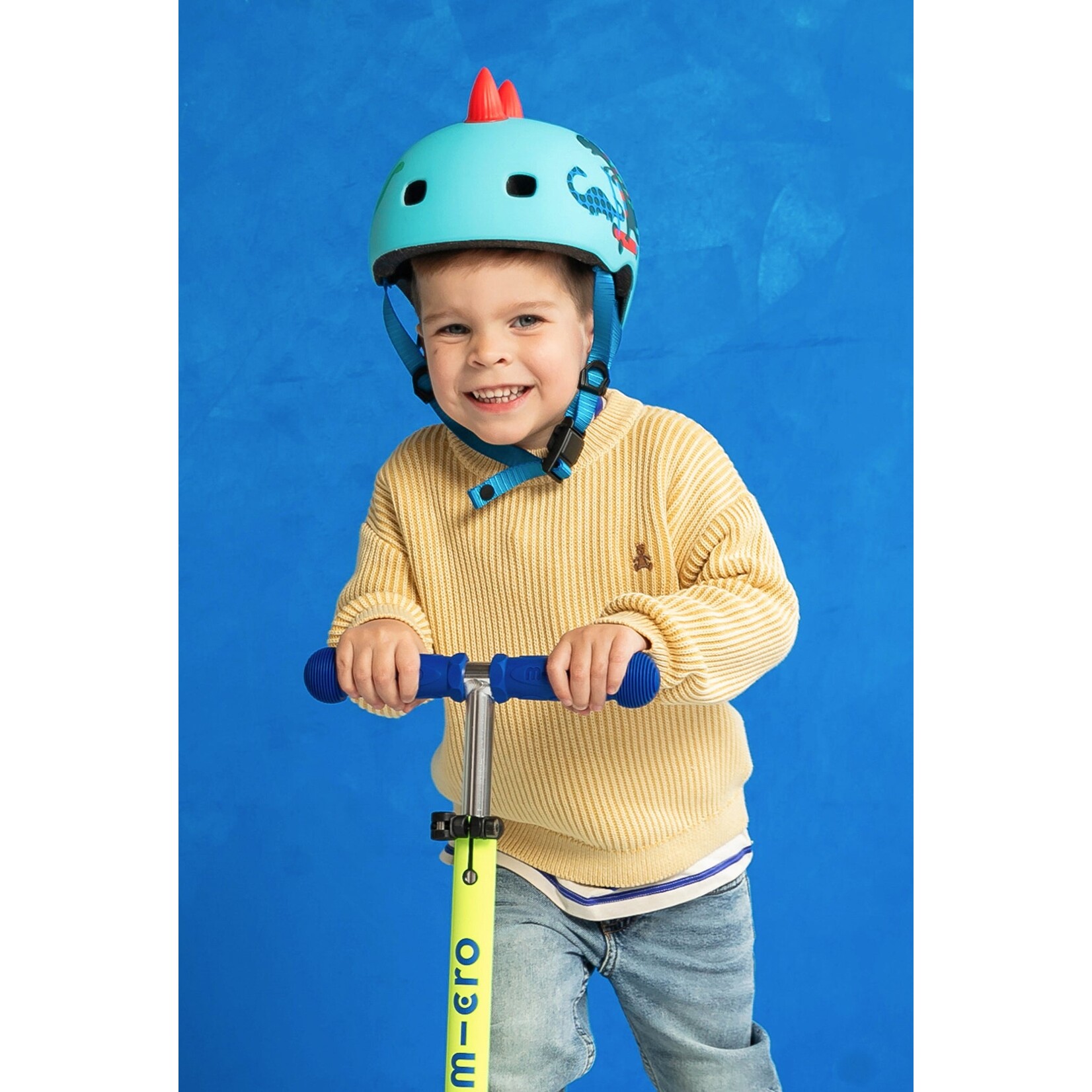 Micro Kickboard Micro Mini Foldable LED Scooter- Neon Canary Yellow/ Blue