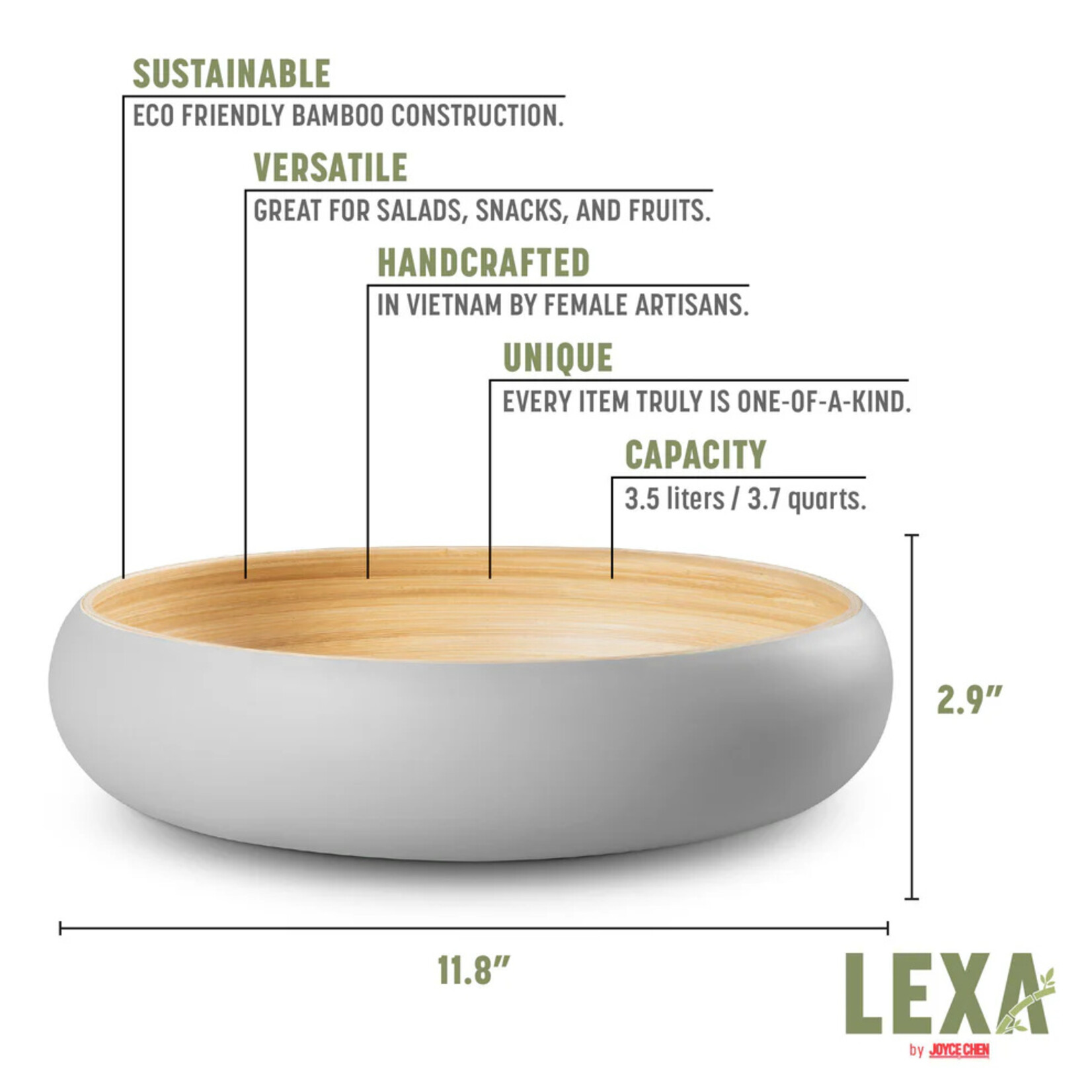 KitchenSupply Bamboo Fruit Bowl 12" Grey