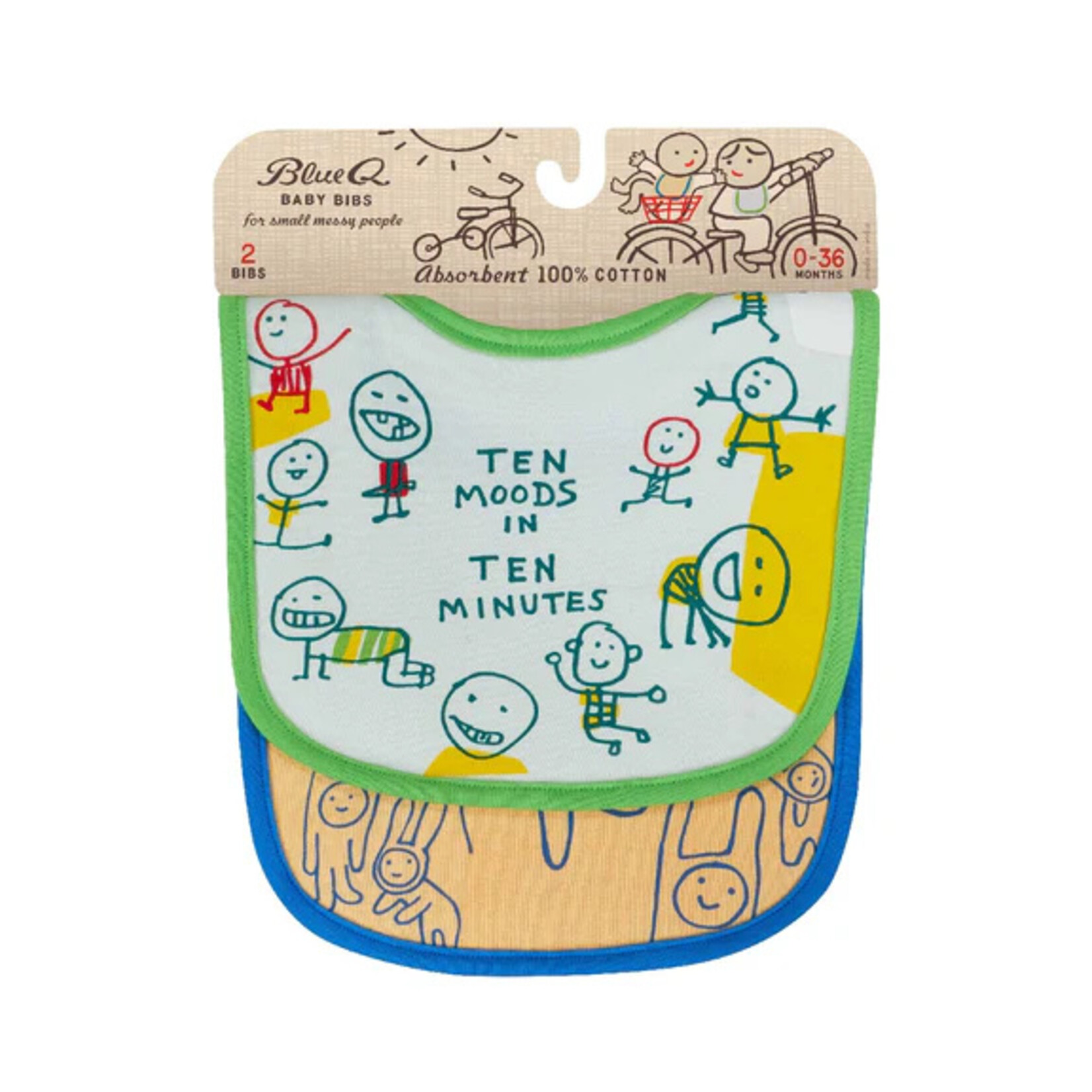 Blue Q Ten Moods My Voice Baby Bibs Set of 2