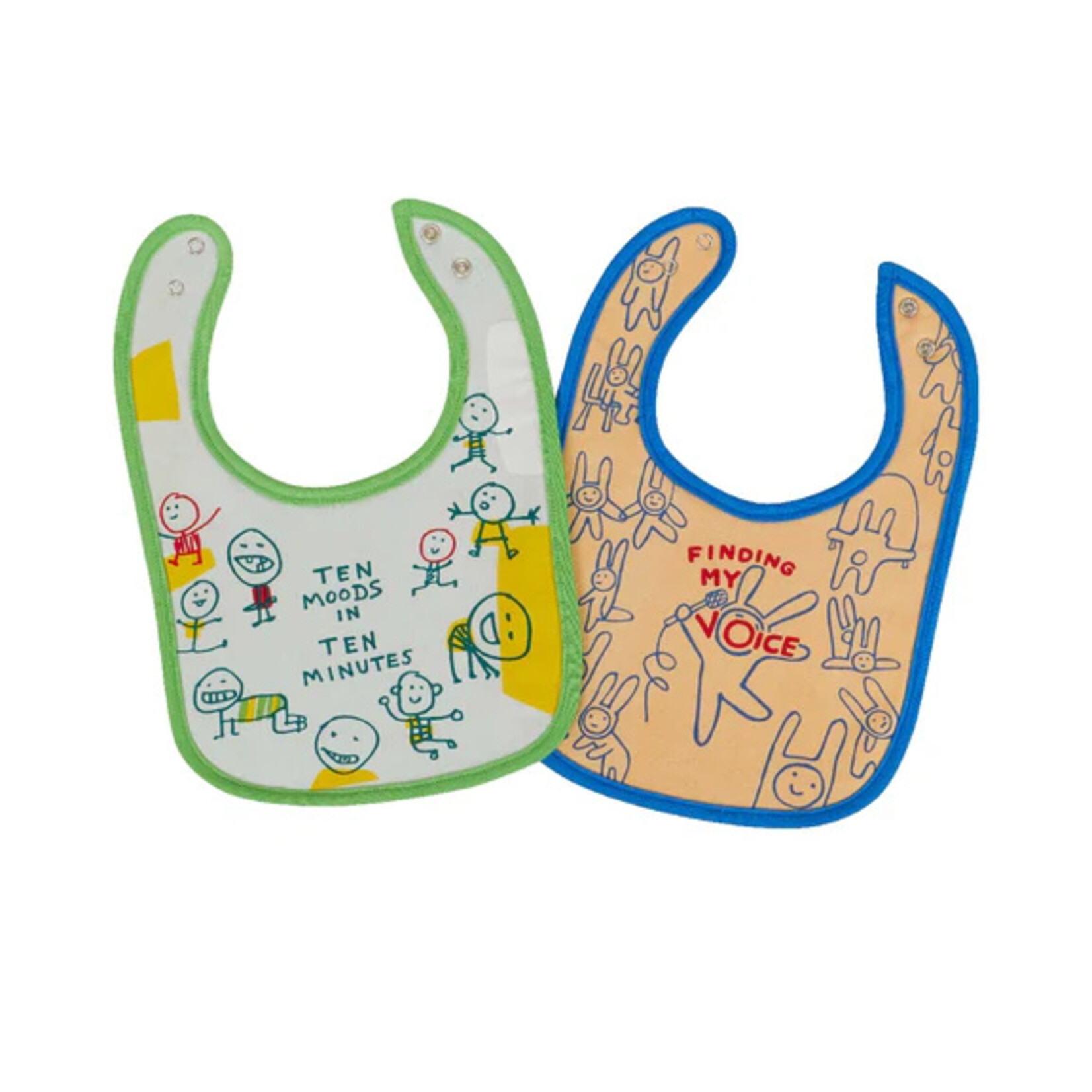 Blue Q Ten Moods My Voice Baby Bibs Set of 2