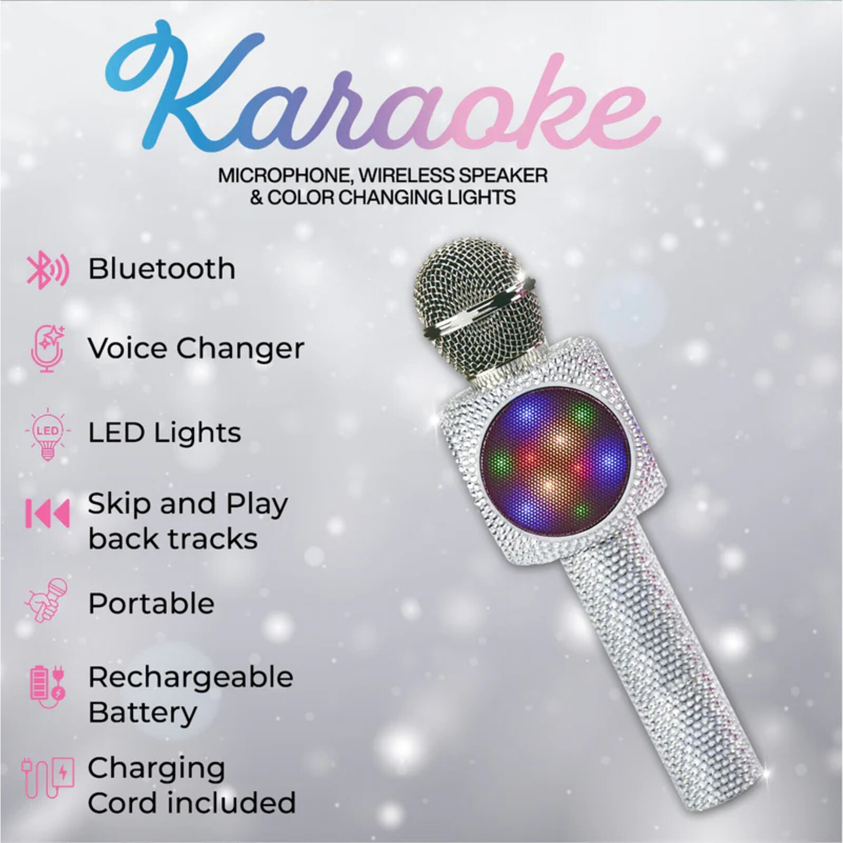 Trend Tech Brands Silver Bling Karaoke Mic + Speaker