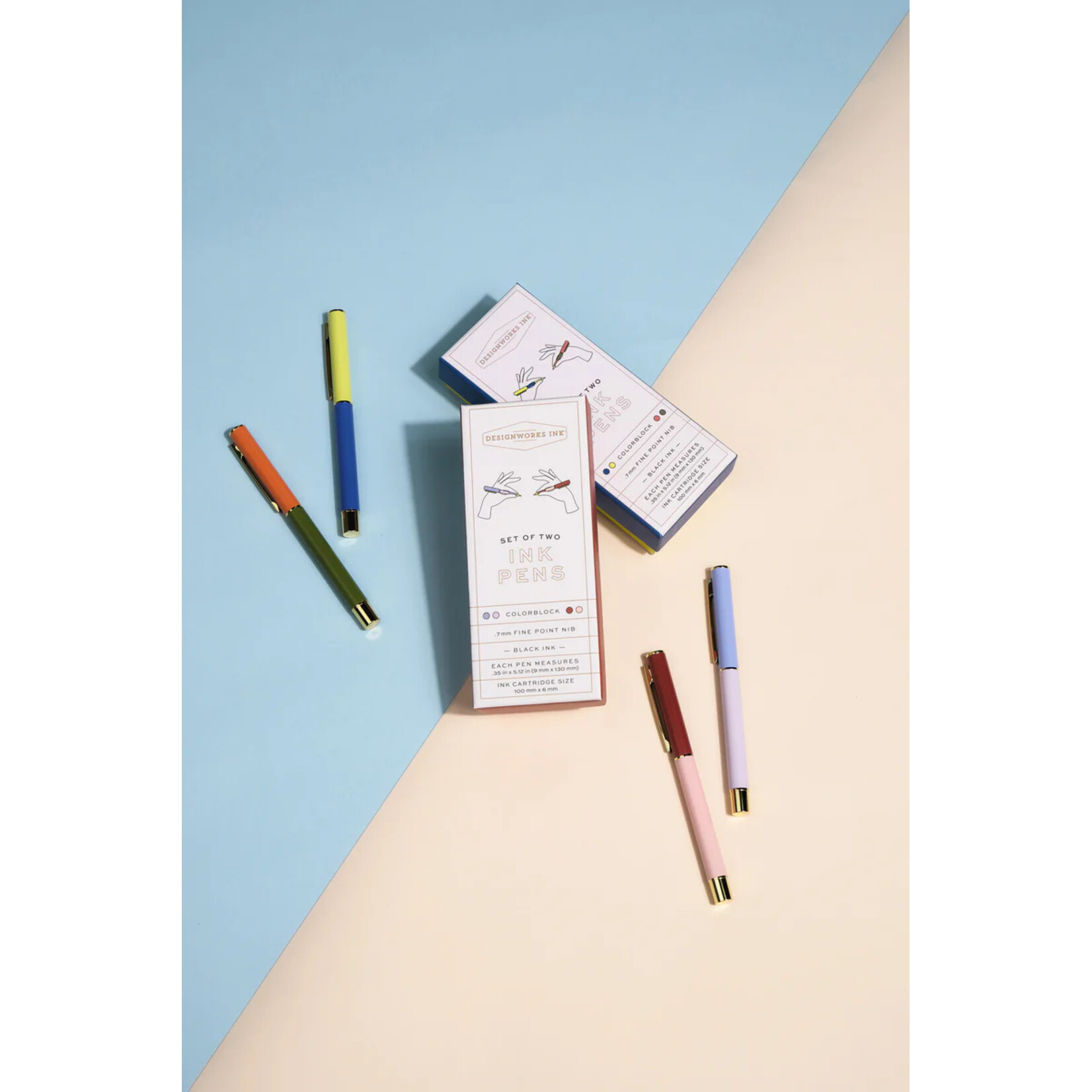 Designworks Ink Cobalt + Army Green Colorblock Pen Set