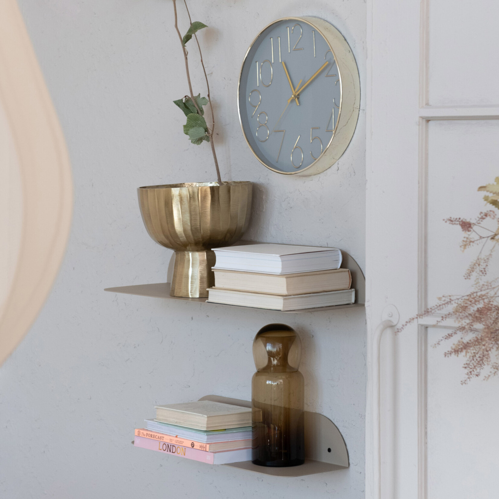 S/2 24"W x 4"H Metal Floating Wall Shelves- Matte Beige