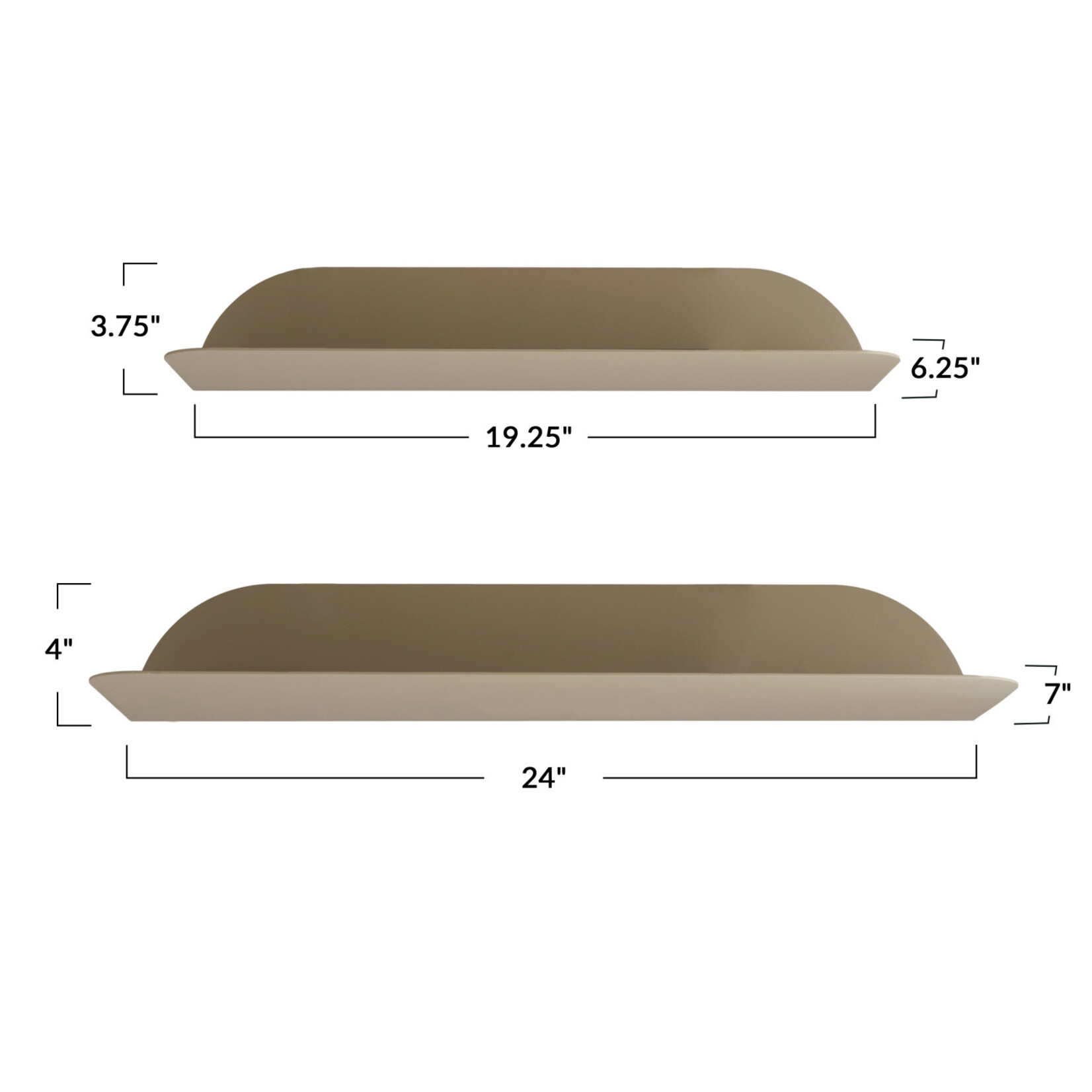 S/2 24"W x 4"H Metal Floating Wall Shelves- Matte Beige