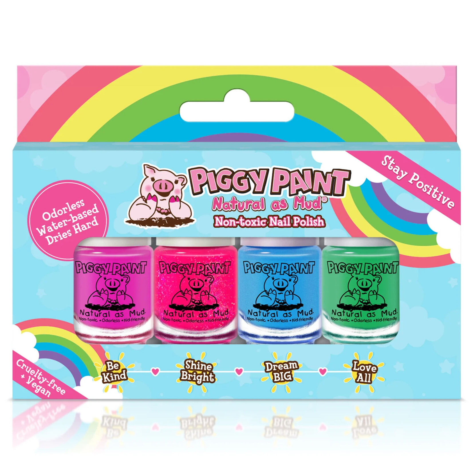 Piggy Paint Non-Toxic Kids Nail Polish- Rainbow 4 Pack