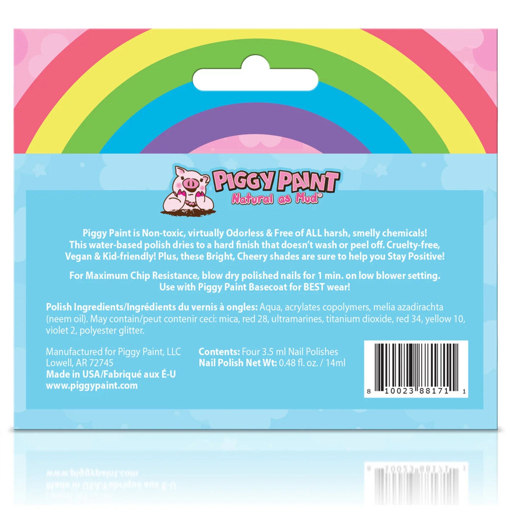 Piggy Paint Non-Toxic Kids Nail Polish- Rainbow 4 Pack