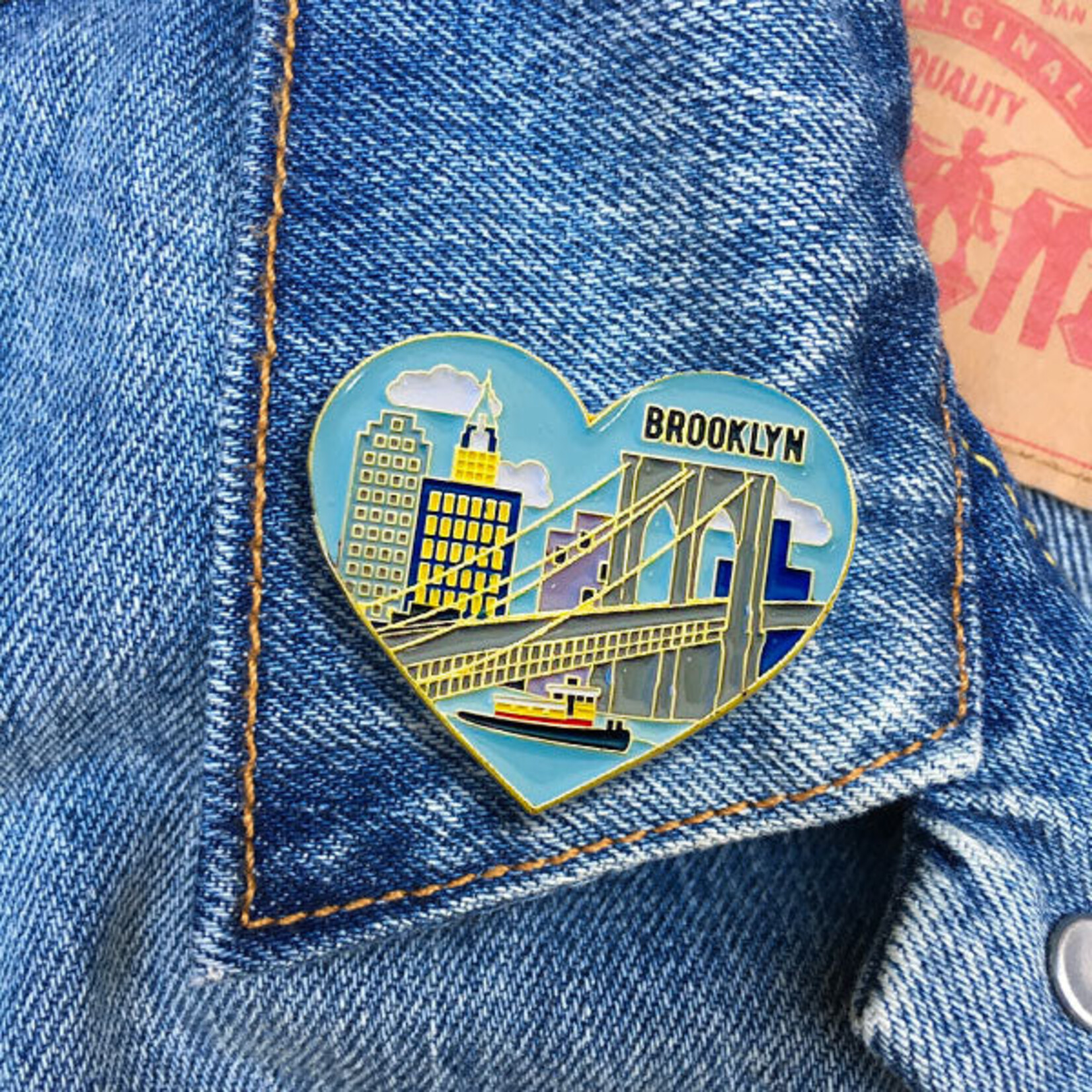 Brooklyn Skyline Heart Pin