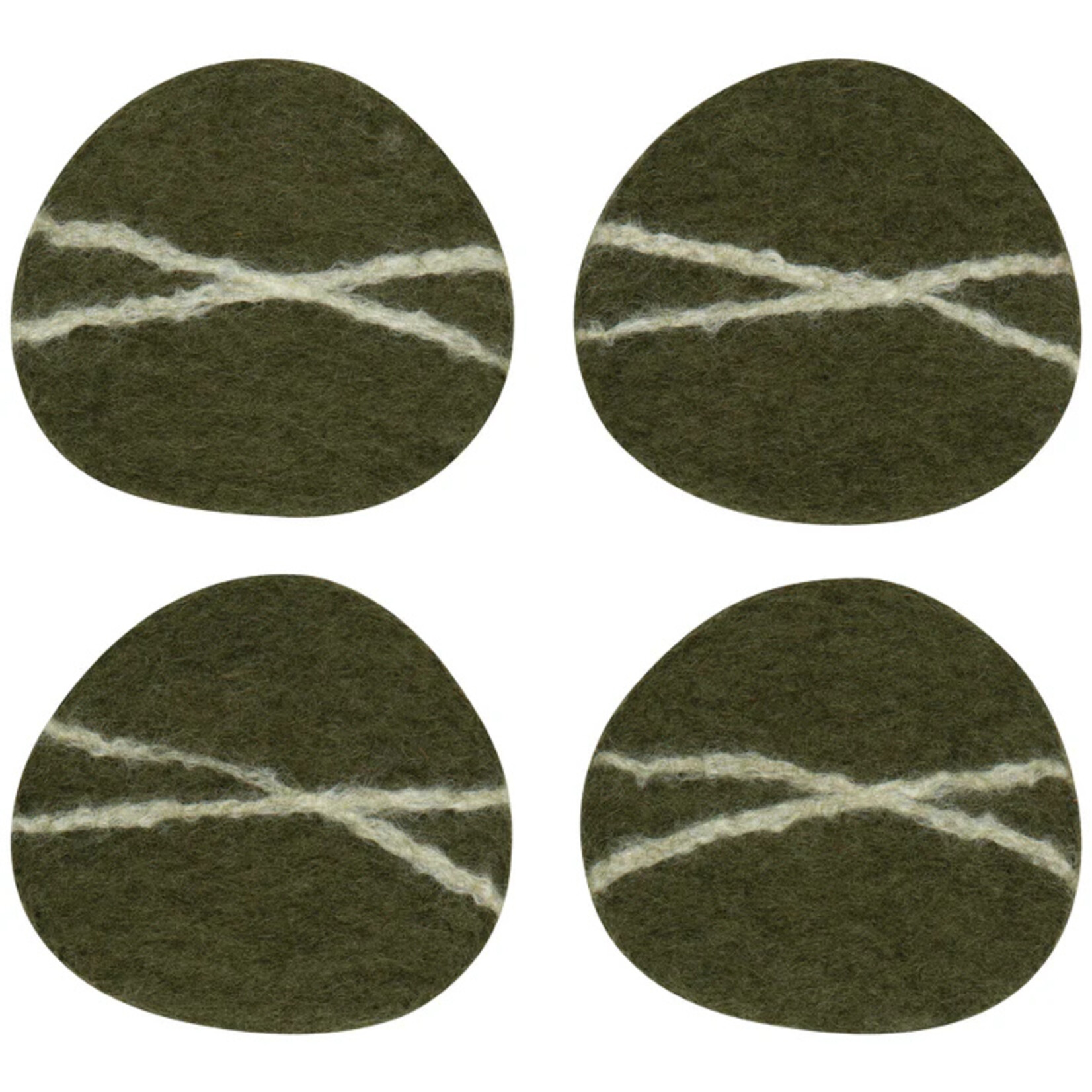 Now Designs Striato Felt Wool Coasters SET OF 4 - Olive Branch