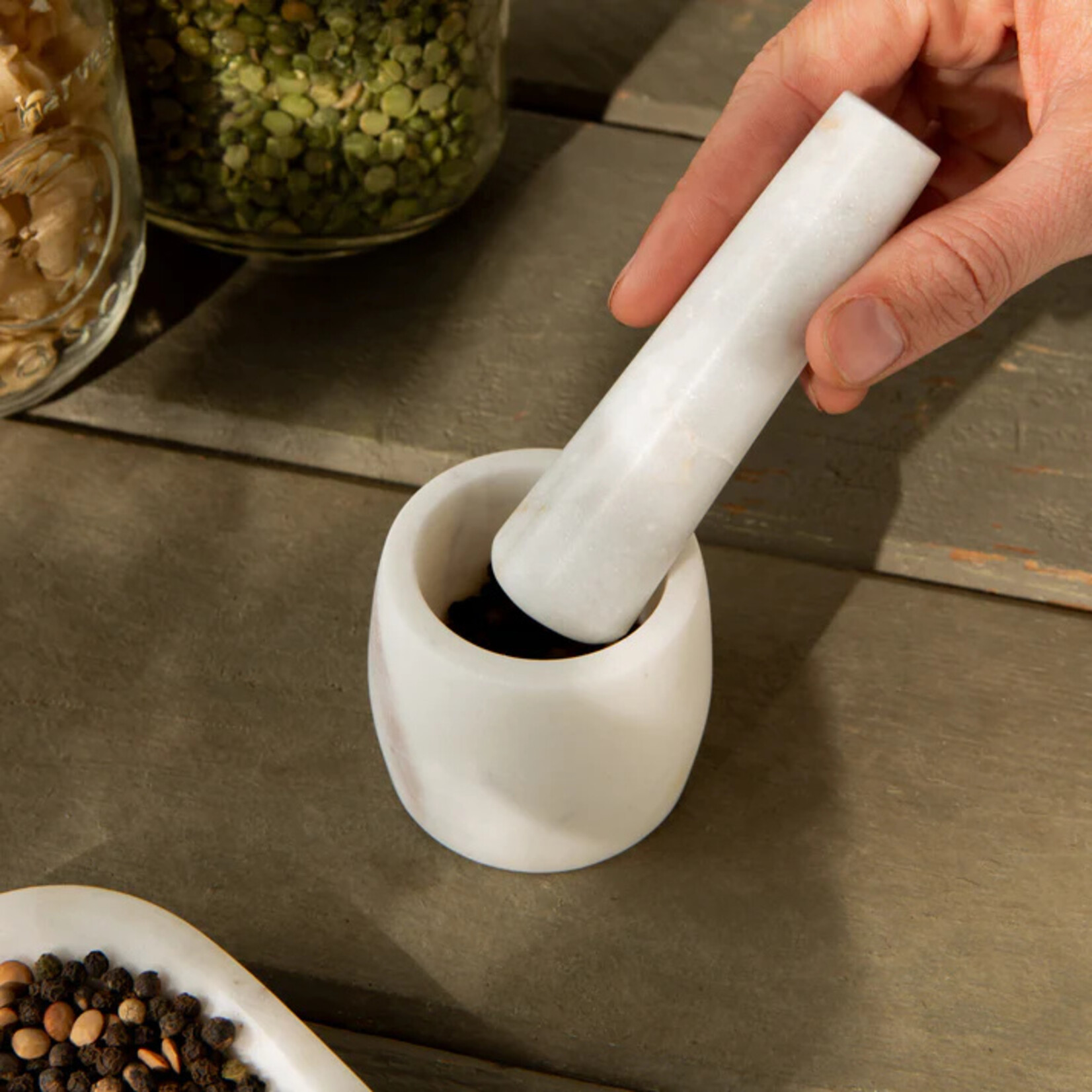 Now Designs White Marble Mortar and Pestle Small