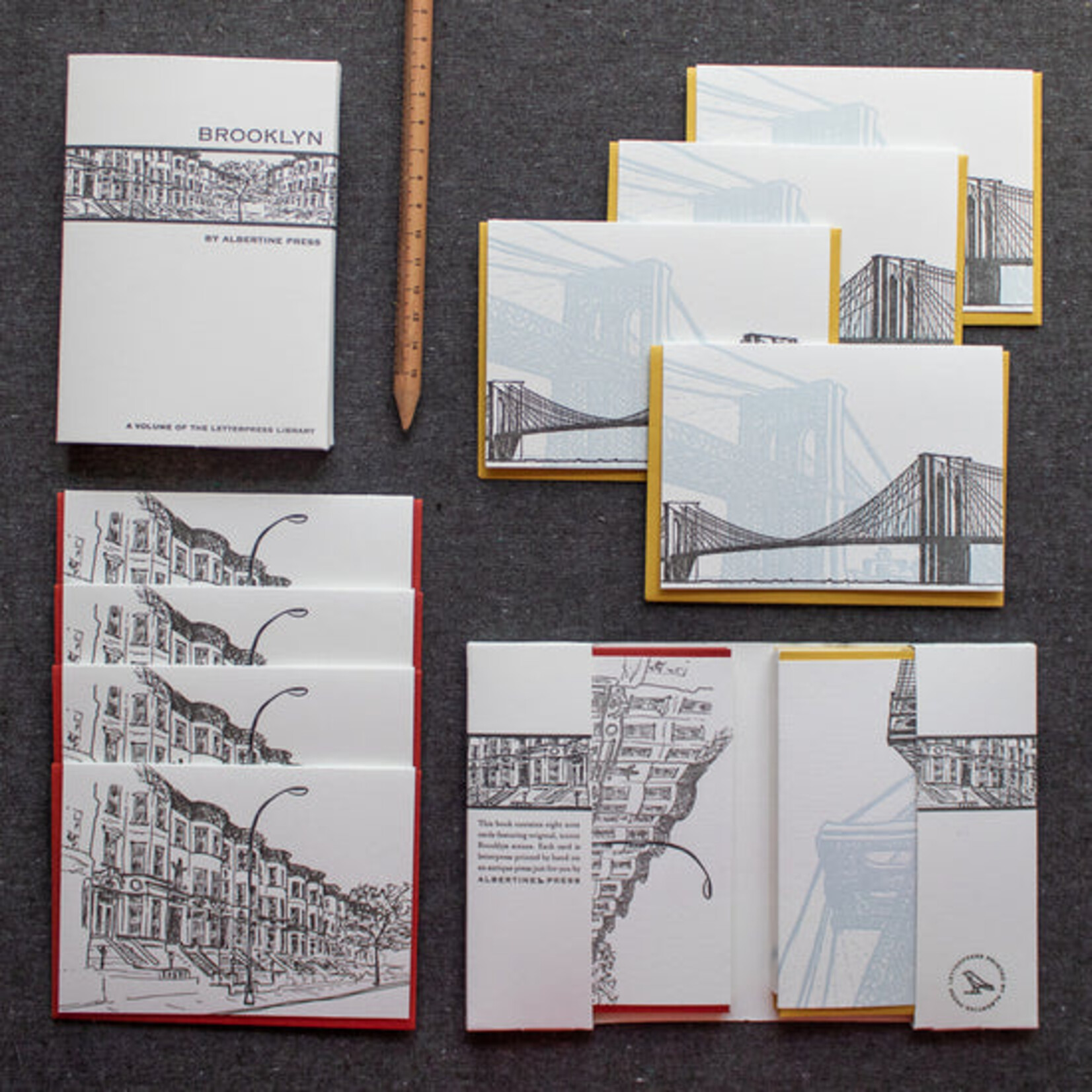 Albertine Press Brooklyn Letterpress Library Boxed Note Cards