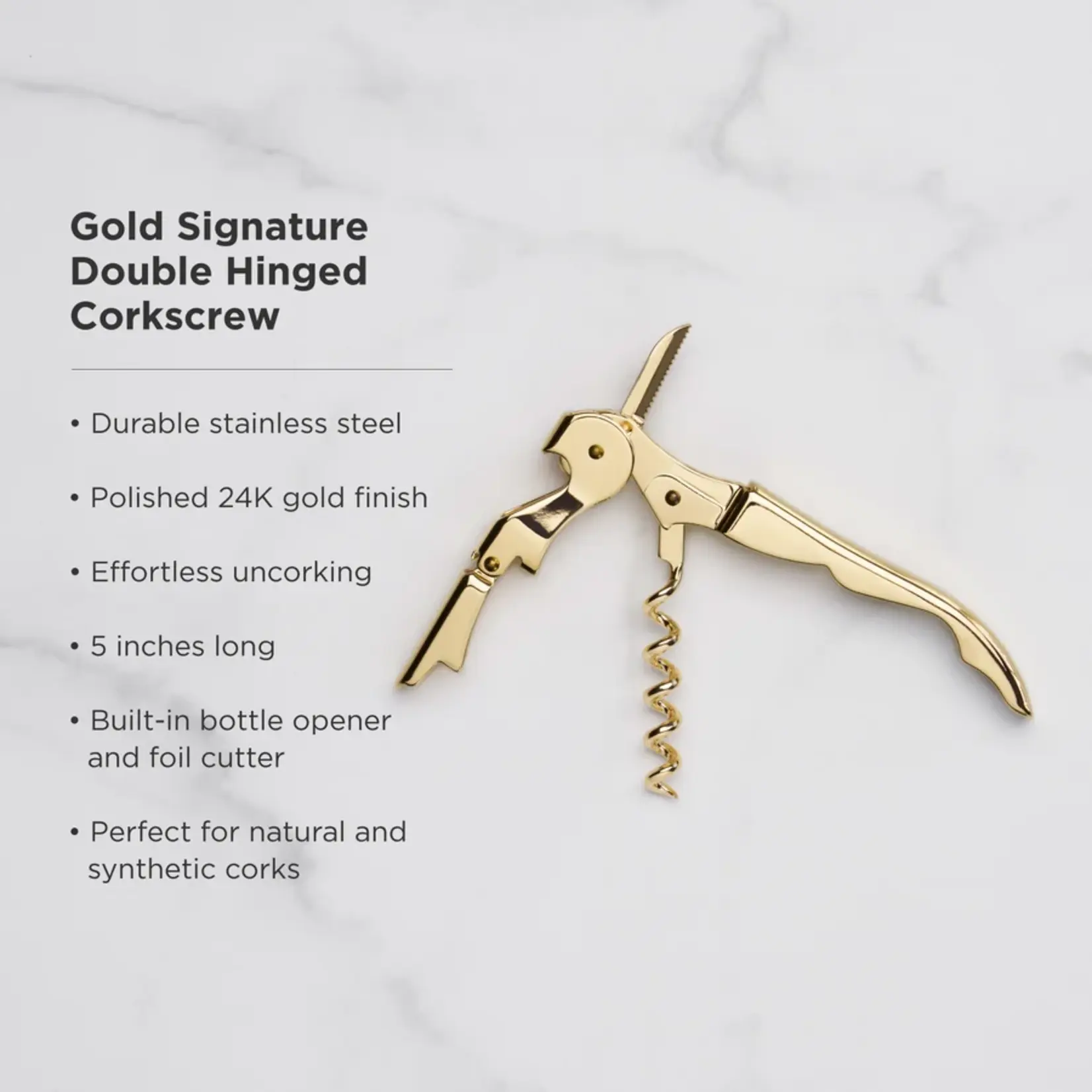 Belmont 24k Signature Double-Hinged Corkscrew