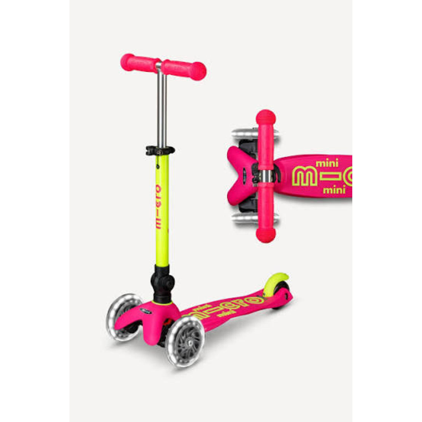 Micro Kickboard Micro Mini Foldable LED Scooter- Neon Flamingo/Yellow