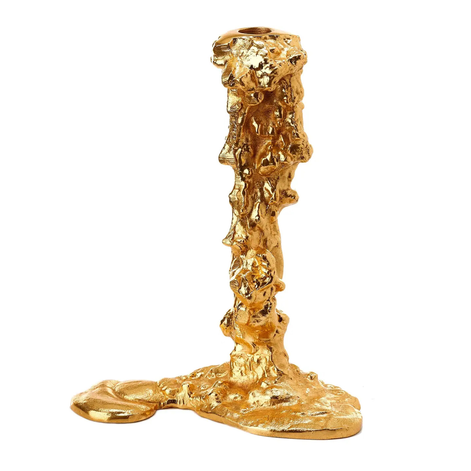 BIDKhome Large Aluminum Gold Drip Candle Holder